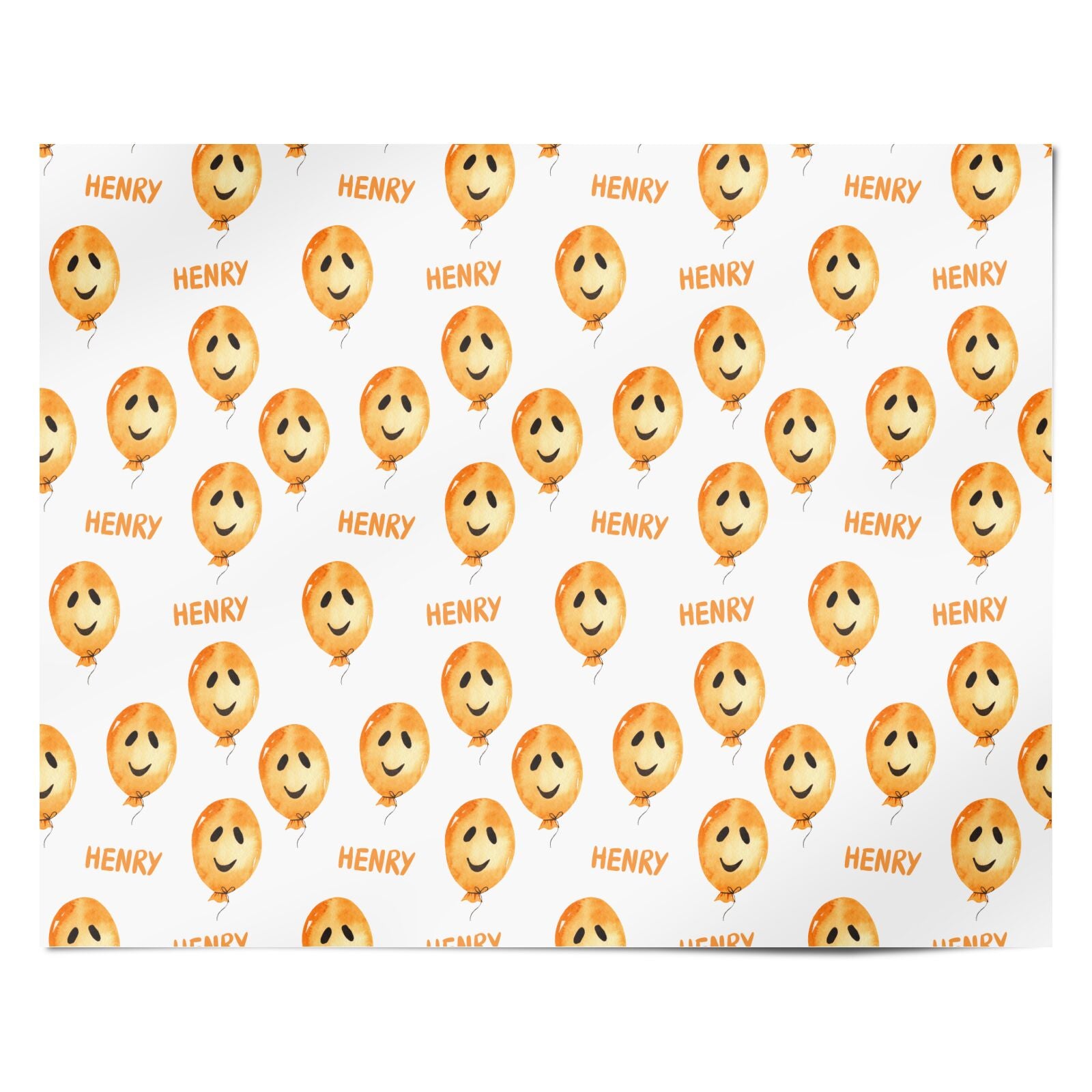 Orange Halloween Balloon Face Personalised Wrapping Paper Alternative