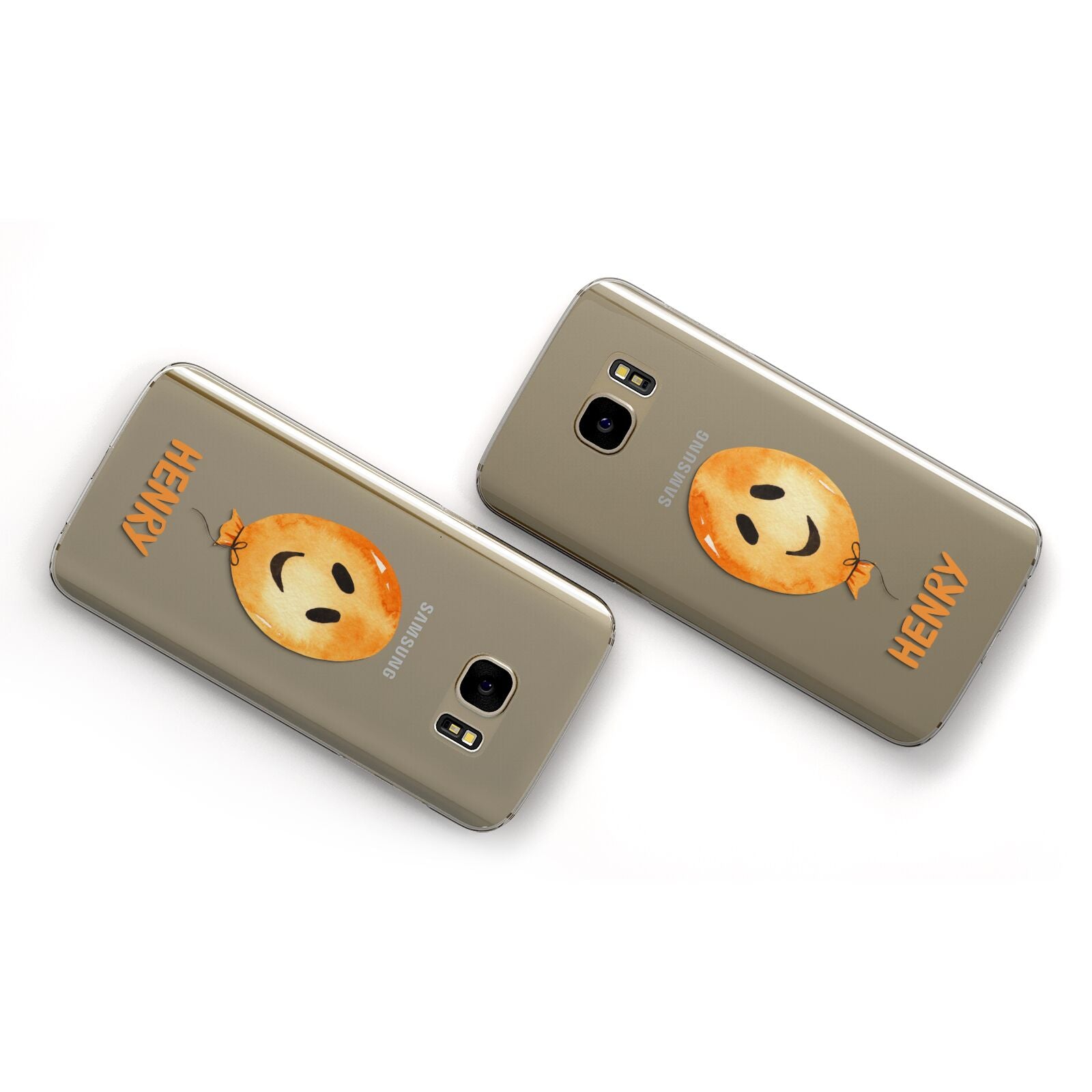 Orange Halloween Balloon Face Samsung Galaxy Case Flat Overview