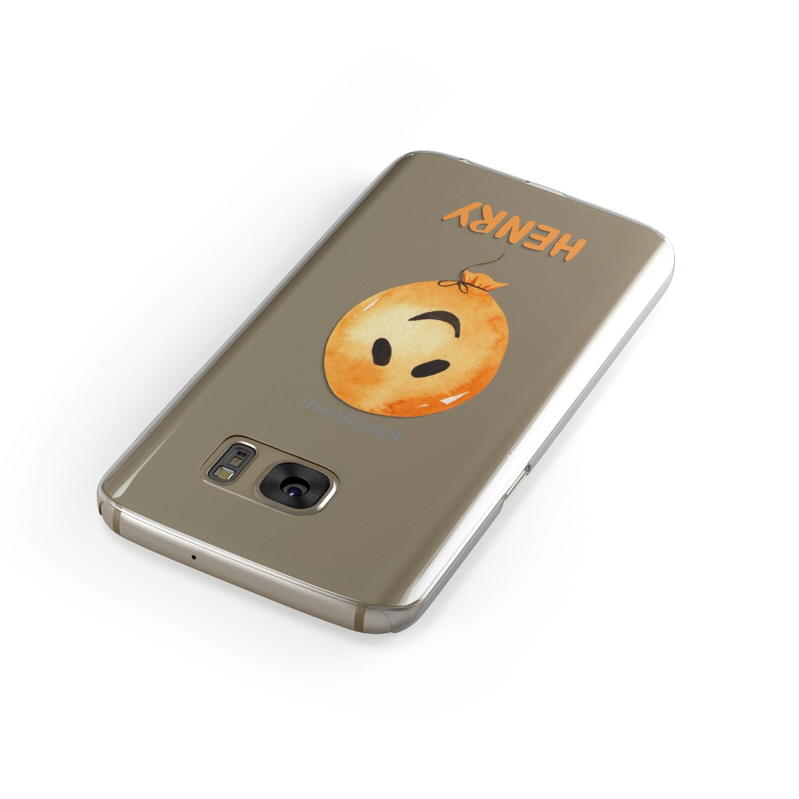Orange Halloween Balloon Face Samsung Galaxy Case Front Close Up