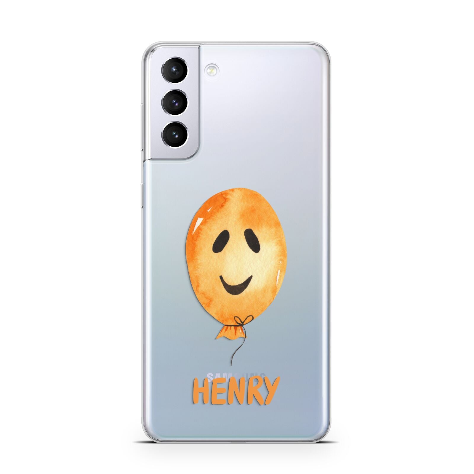 Orange Halloween Balloon Face Samsung S21 Plus Case