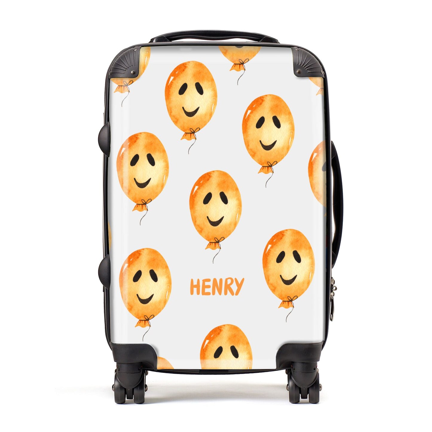 Orange Halloween Balloon Face Suitcase