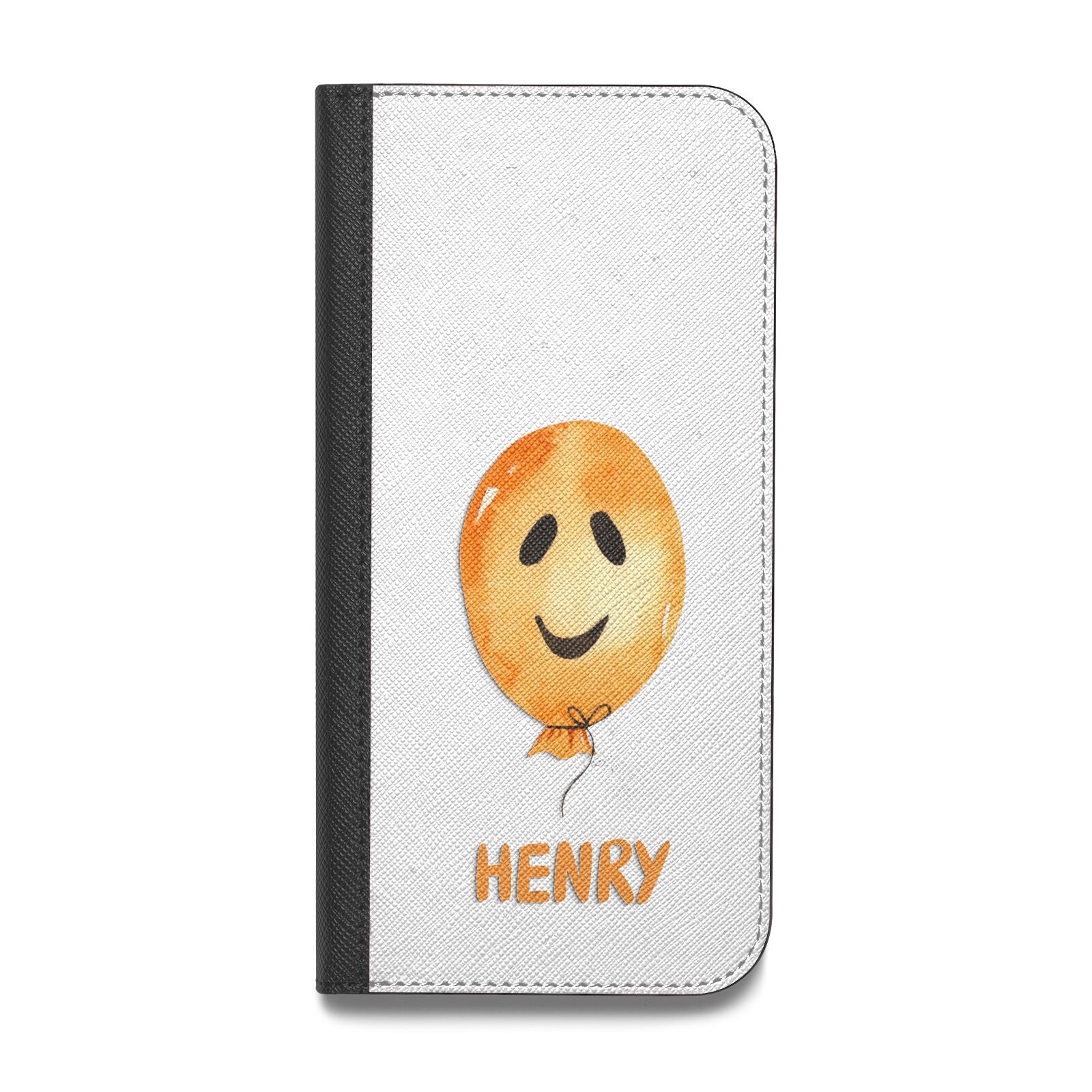 Orange Halloween Balloon Face Vegan Leather Flip Samsung Case