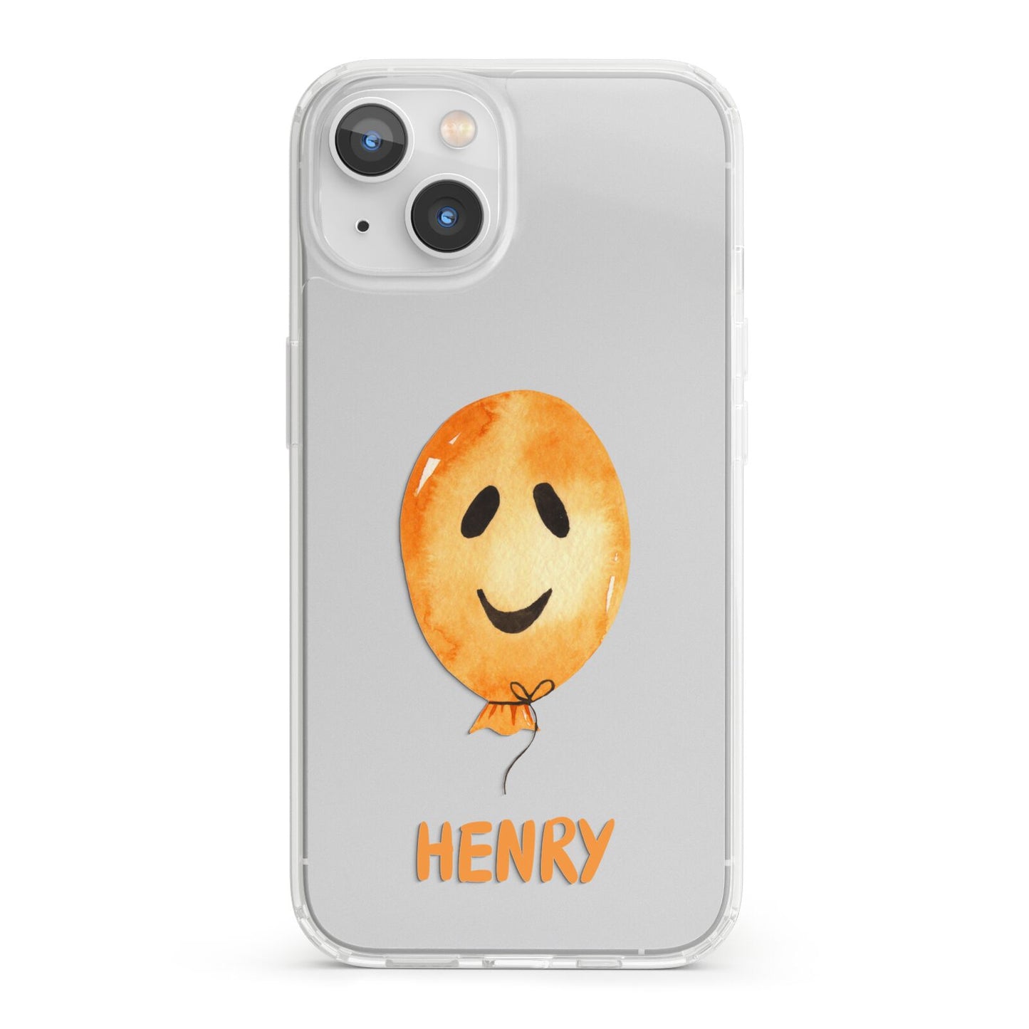 Orange Halloween Balloon Face iPhone 13 Clear Bumper Case