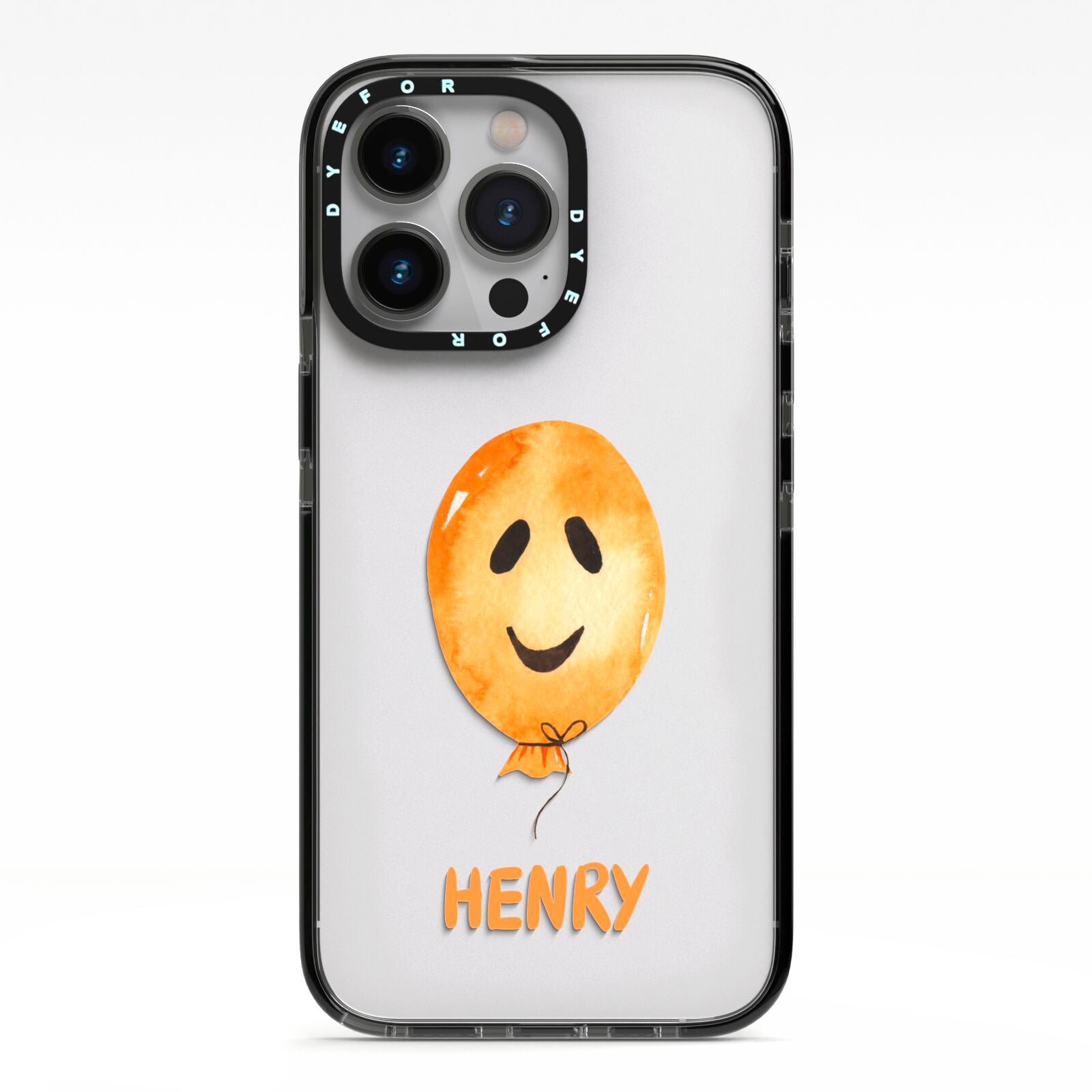 Orange Halloween Balloon Face iPhone 13 Pro Black Impact Case on Silver phone
