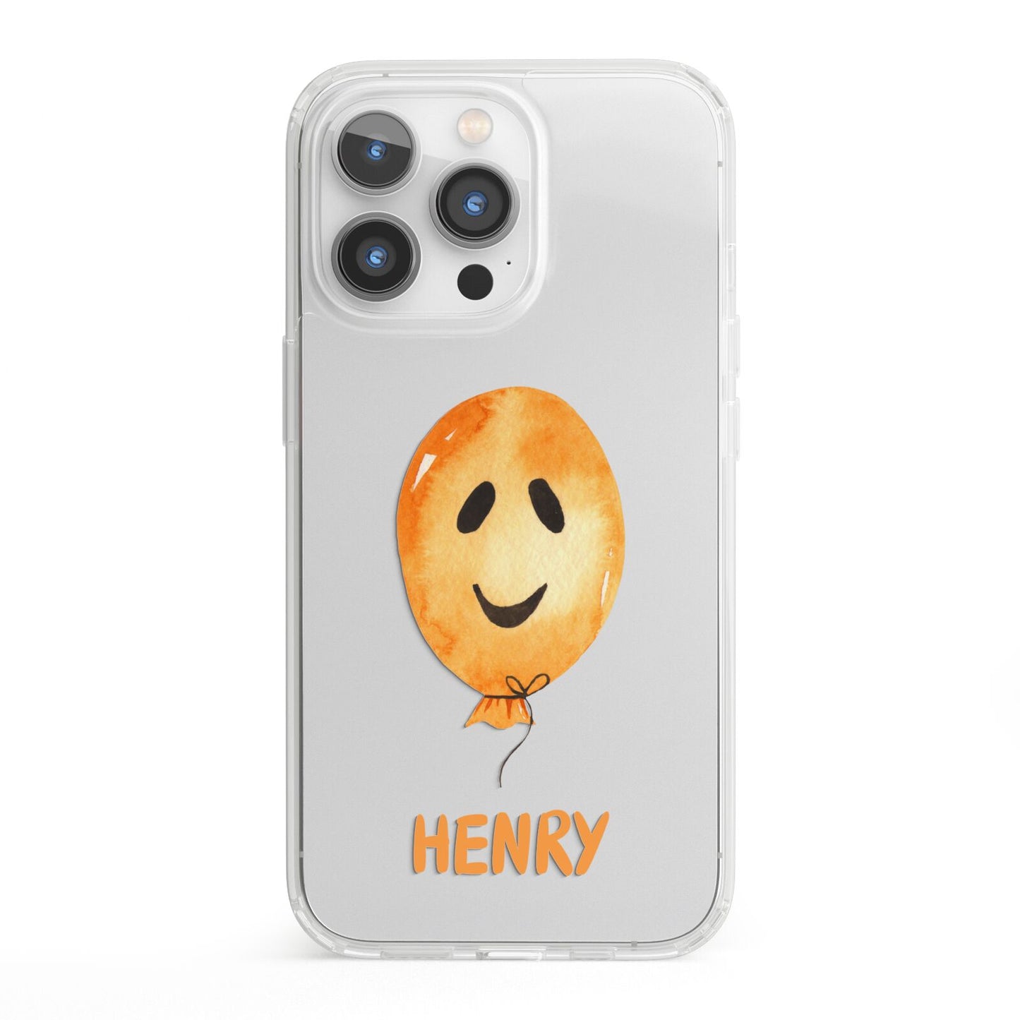 Orange Halloween Balloon Face iPhone 13 Pro Clear Bumper Case