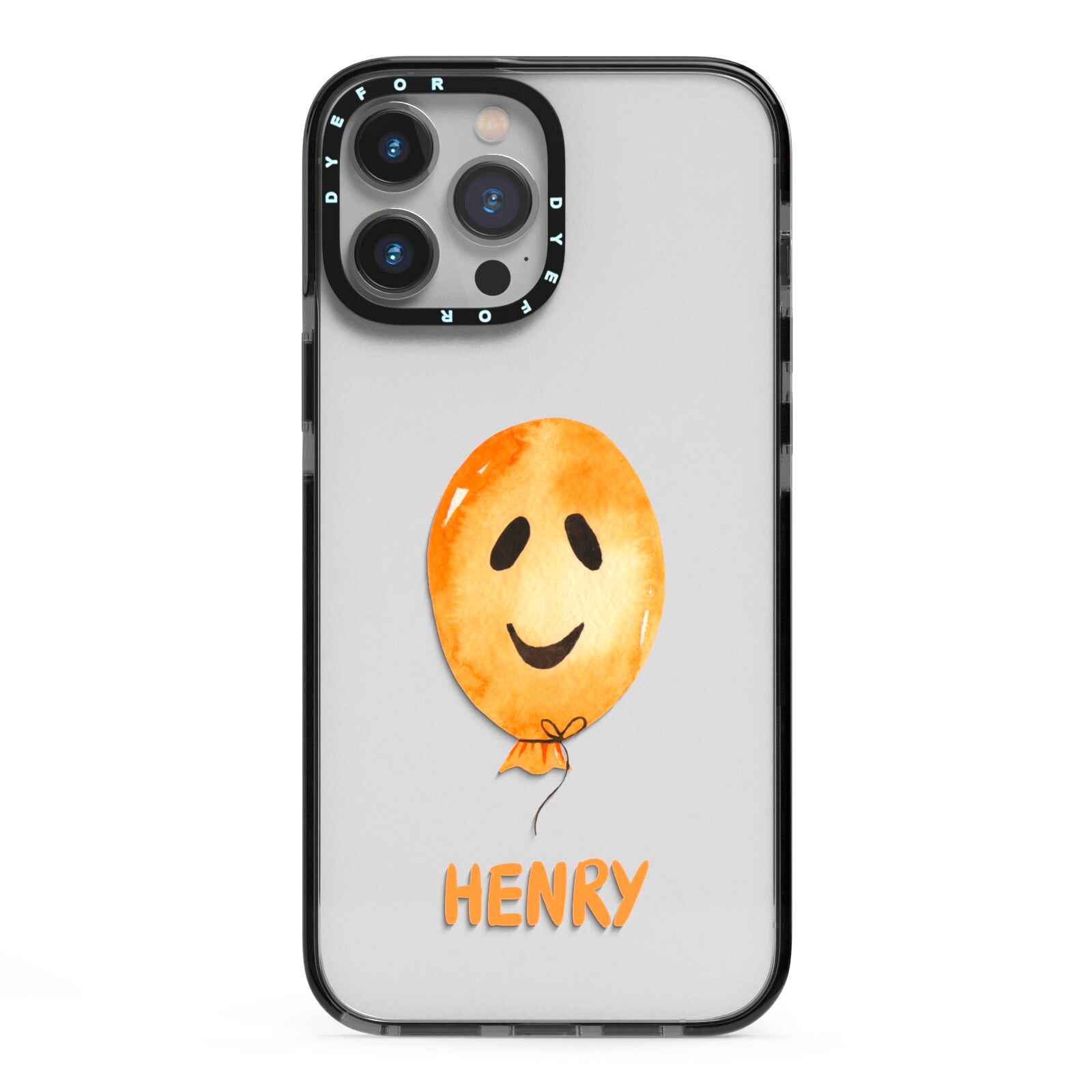 Orange Halloween Balloon Face iPhone 13 Pro Max Black Impact Case on Silver phone