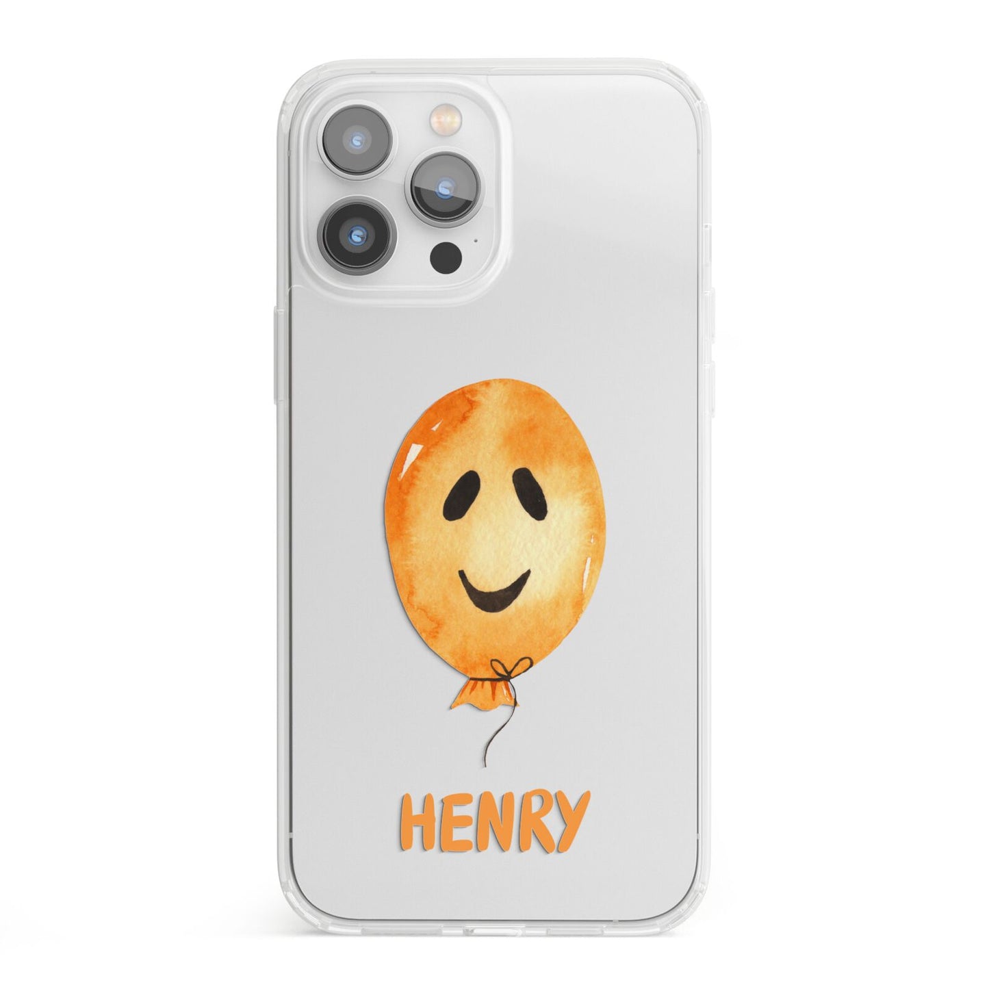 Orange Halloween Balloon Face iPhone 13 Pro Max Clear Bumper Case