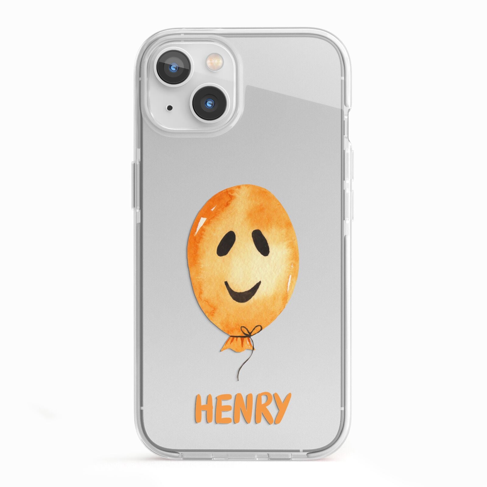 Orange Halloween Balloon Face iPhone 13 TPU Impact Case with White Edges