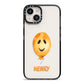 Orange Halloween Balloon Face iPhone 14 Black Impact Case on Silver phone