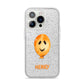 Orange Halloween Balloon Face iPhone 14 Pro Glitter Tough Case Silver