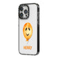 Orange Halloween Balloon Face iPhone 14 Pro Max Black Impact Case Side Angle on Silver phone