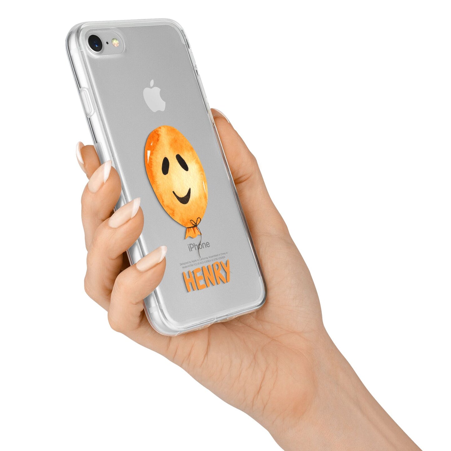 Orange Halloween Balloon Face iPhone 7 Bumper Case on Silver iPhone Alternative Image