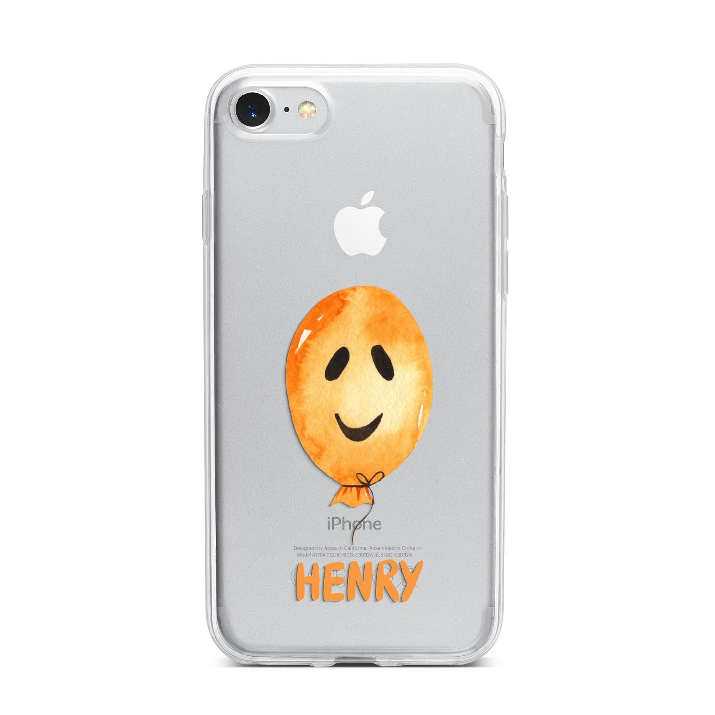Orange Halloween Balloon Face iPhone 7 Bumper Case on Silver iPhone
