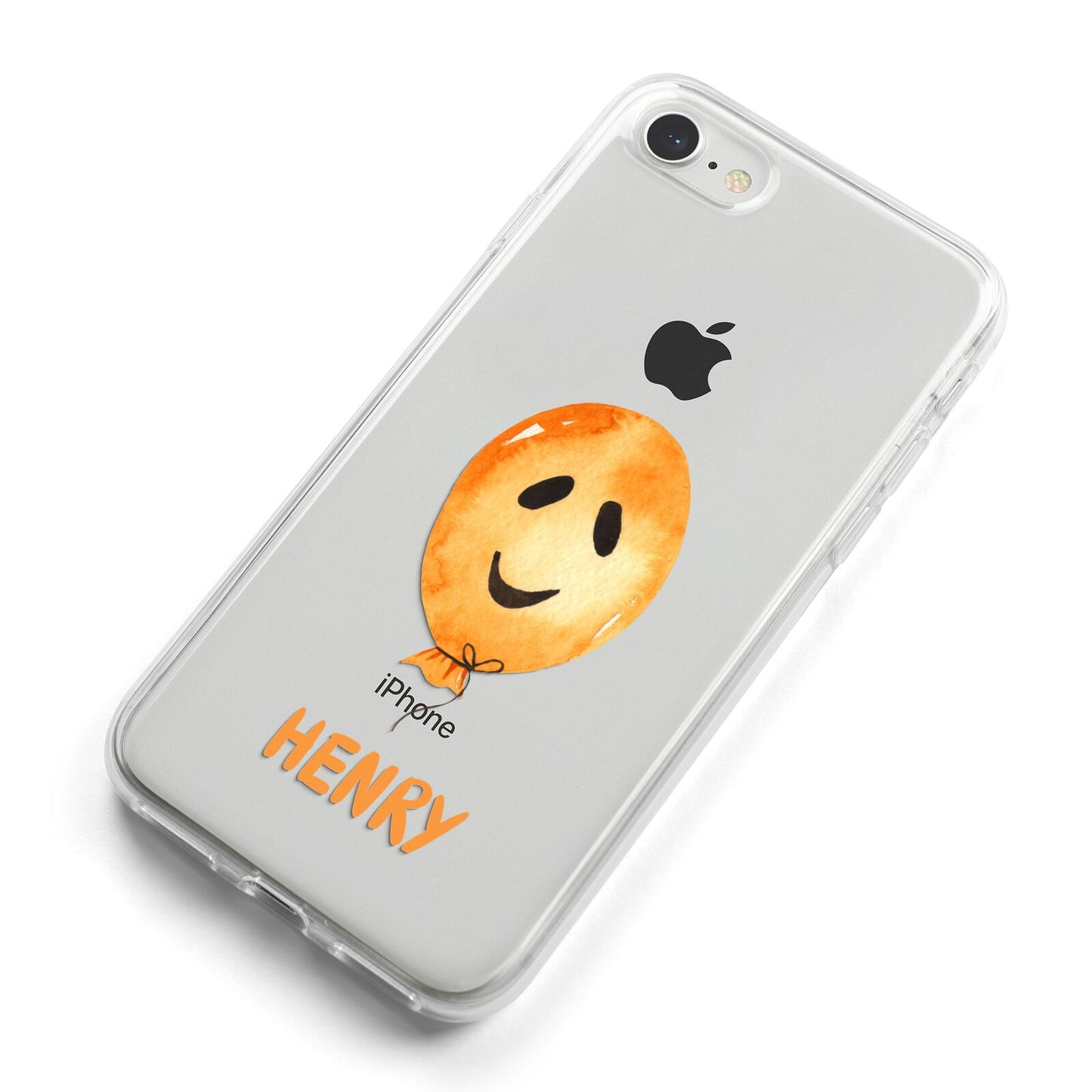 Orange Halloween Balloon Face iPhone 8 Bumper Case on Silver iPhone Alternative Image