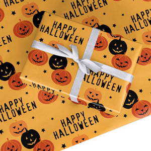 Orangefarbenes Happy-Halloween-Geschenkpapier