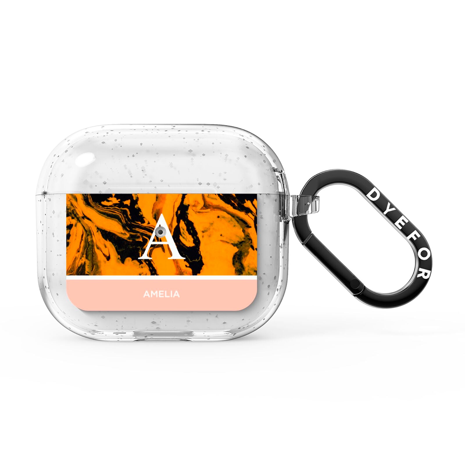 Orange Marble Personalised AirPods Glitter Case 3rd Gen