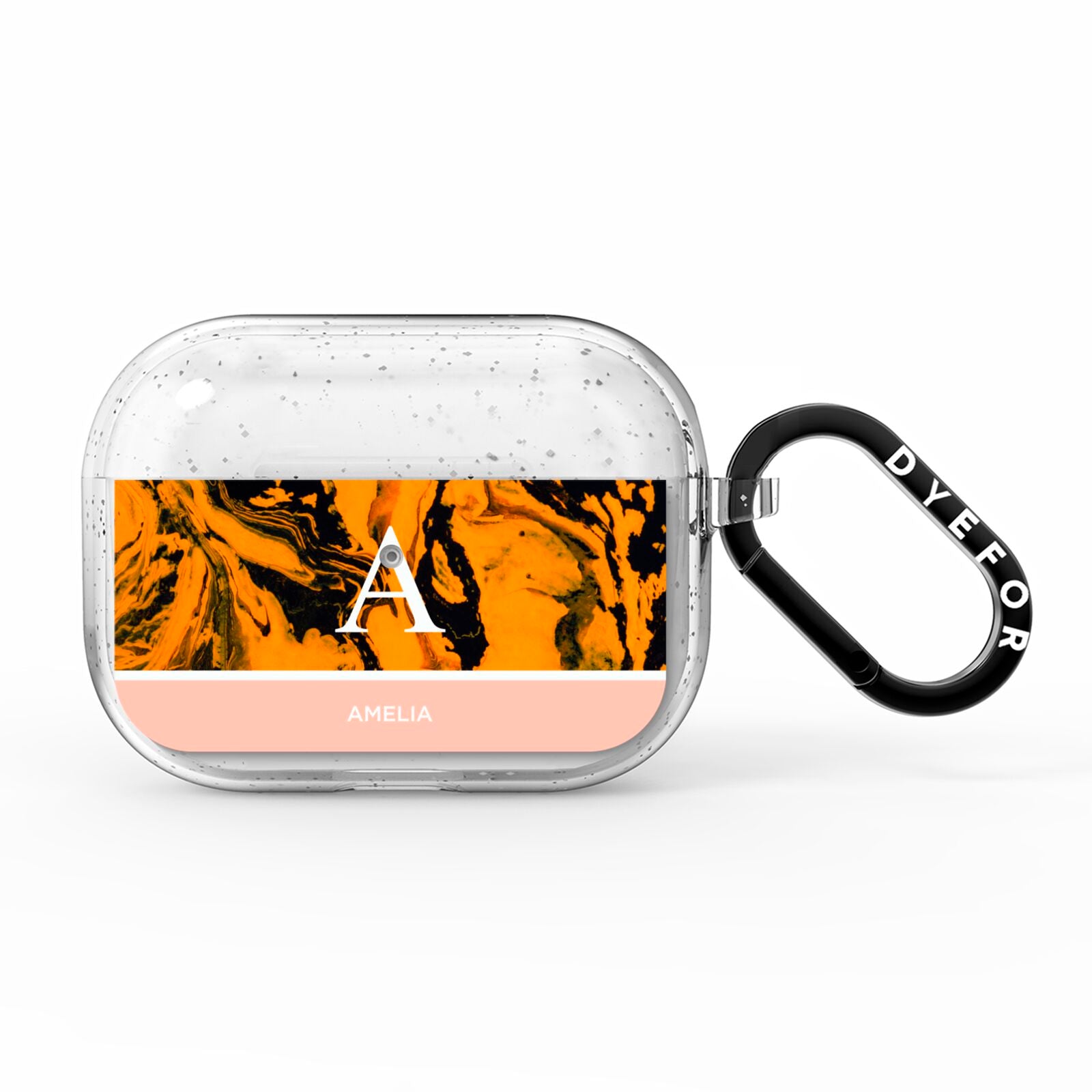 Orange Marble Personalised AirPods Pro Glitter Case