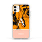 Orange Marble Personalised Apple iPhone 11 in White with White Impact Case