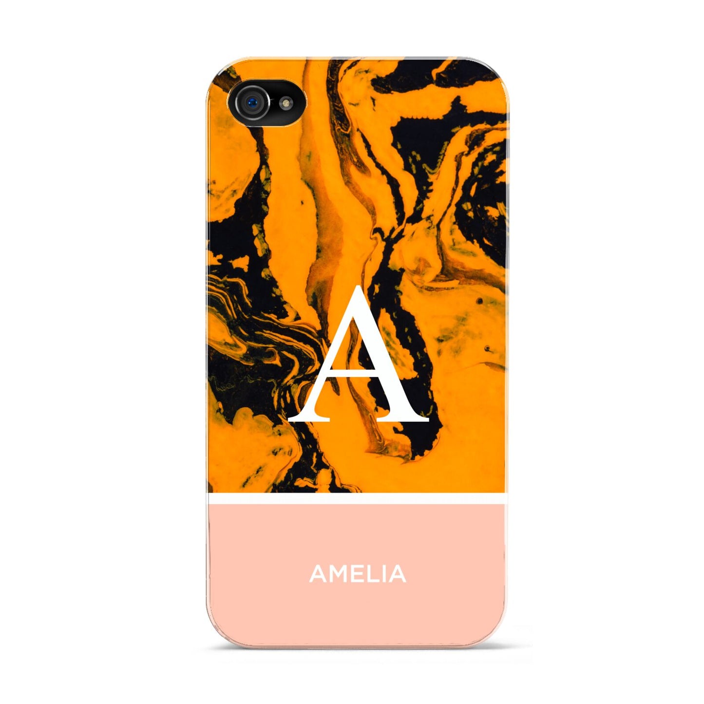 Orange Marble Personalised Apple iPhone 4s Case