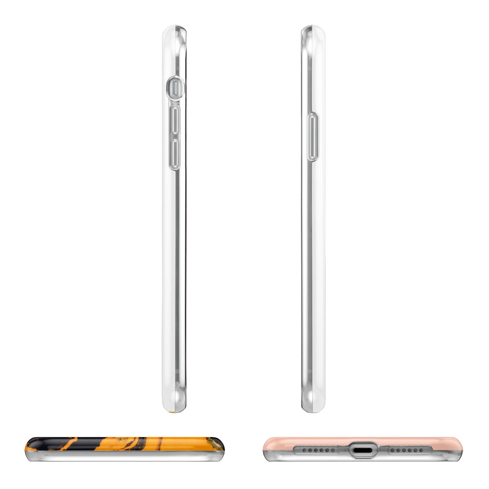 Orange Marble Personalised Apple iPhone XR in White with 3D Wrap Tough Case Alternative Image Angles