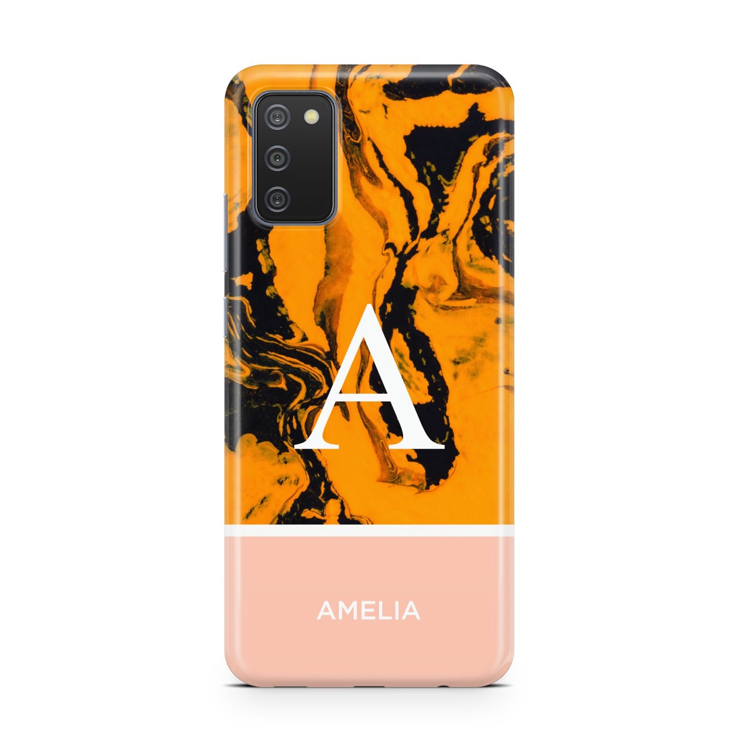 Orange Marble Personalised Samsung A02s Case