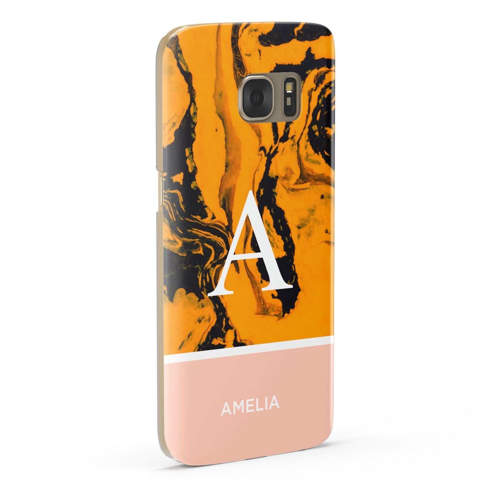 Orange Marble Personalised Samsung Galaxy Case Fourty Five Degrees