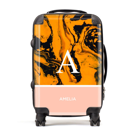 Orange Marble Personalised Suitcase
