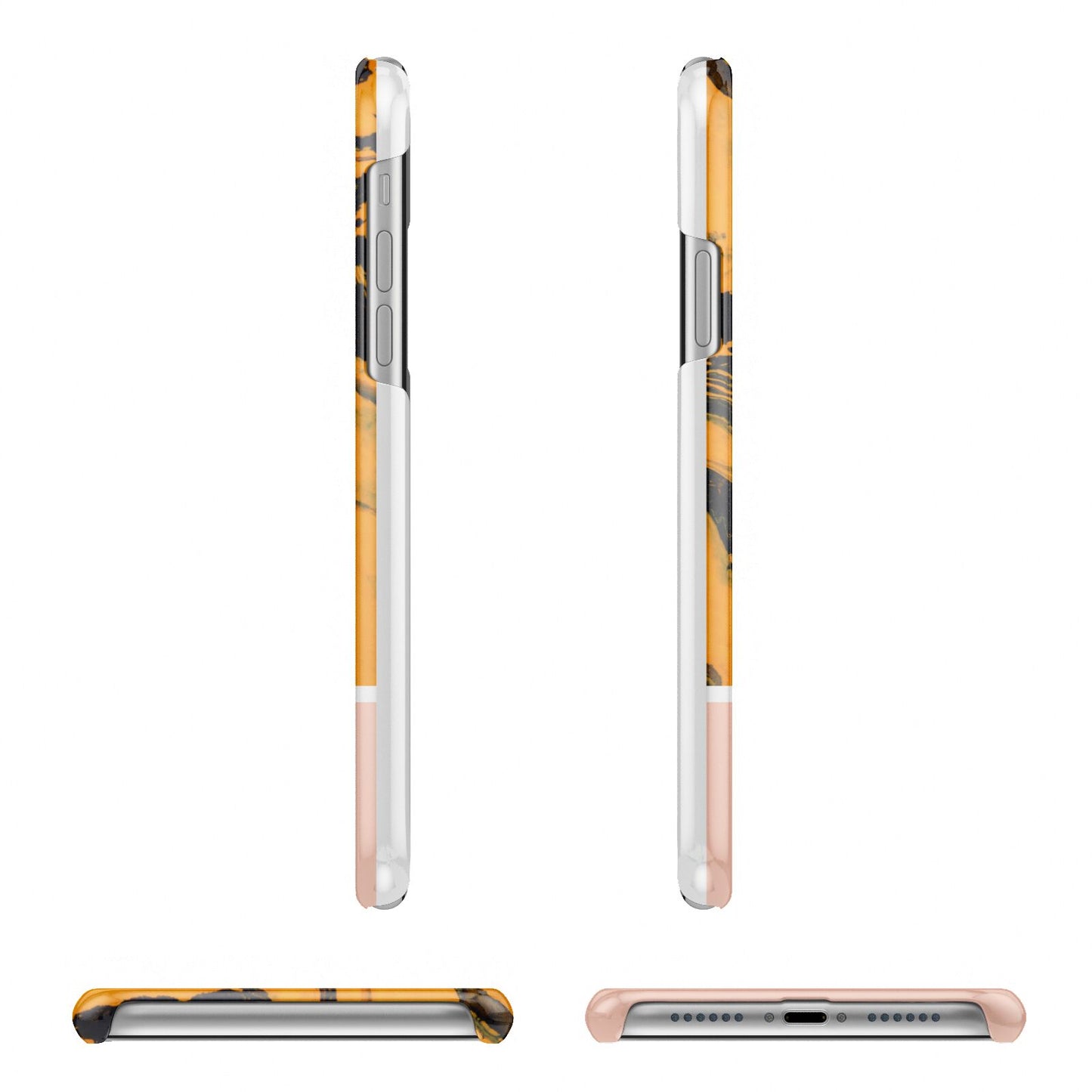 Orange Marble Personalised iPhone 11 Pro 3D Snap Case Angle Images