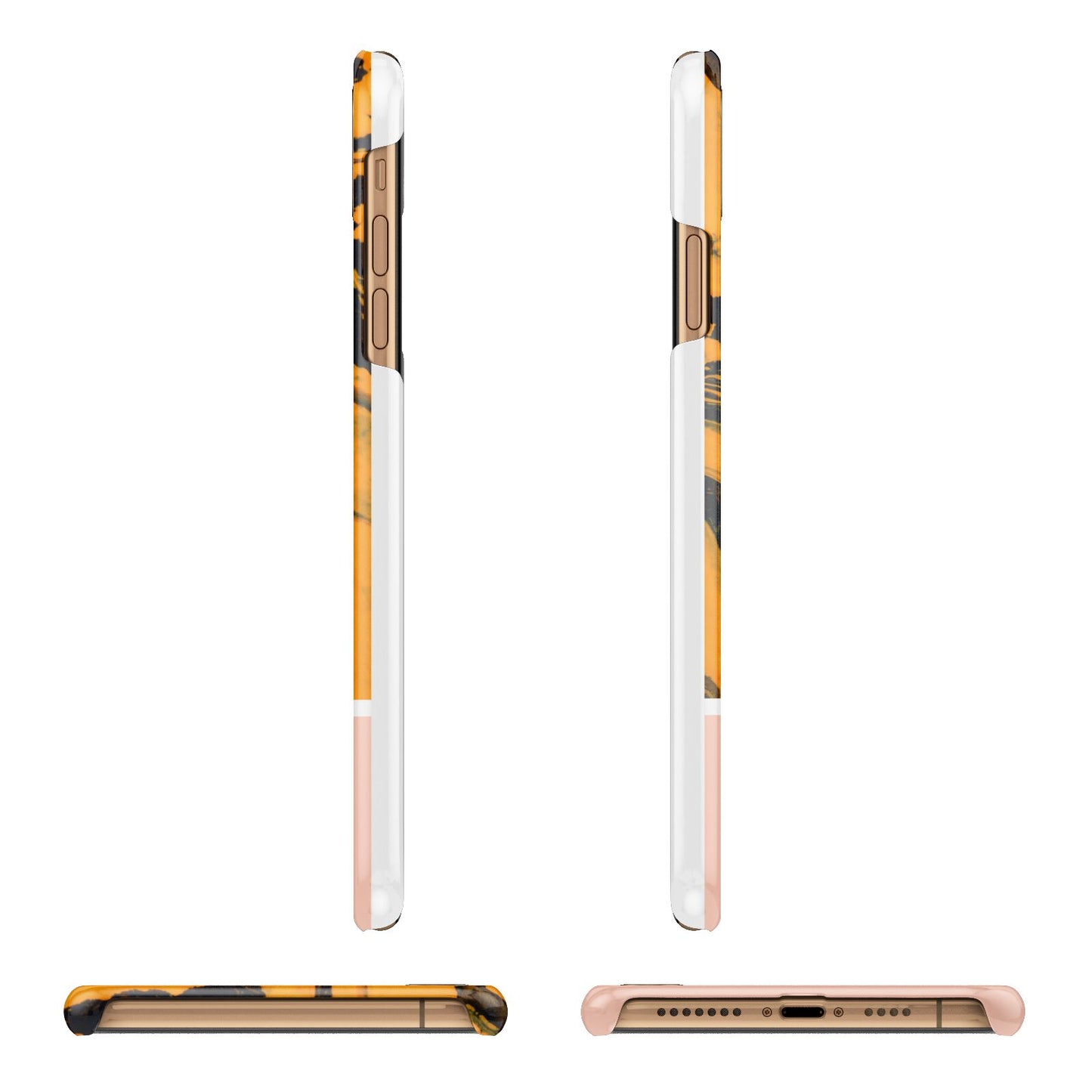 Orange Marble Personalised iPhone 11 Pro Max 3D Snap Case Angle Images