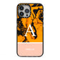 Orange Marble Personalised iPhone 13 Pro Max Black Impact Case on Silver phone