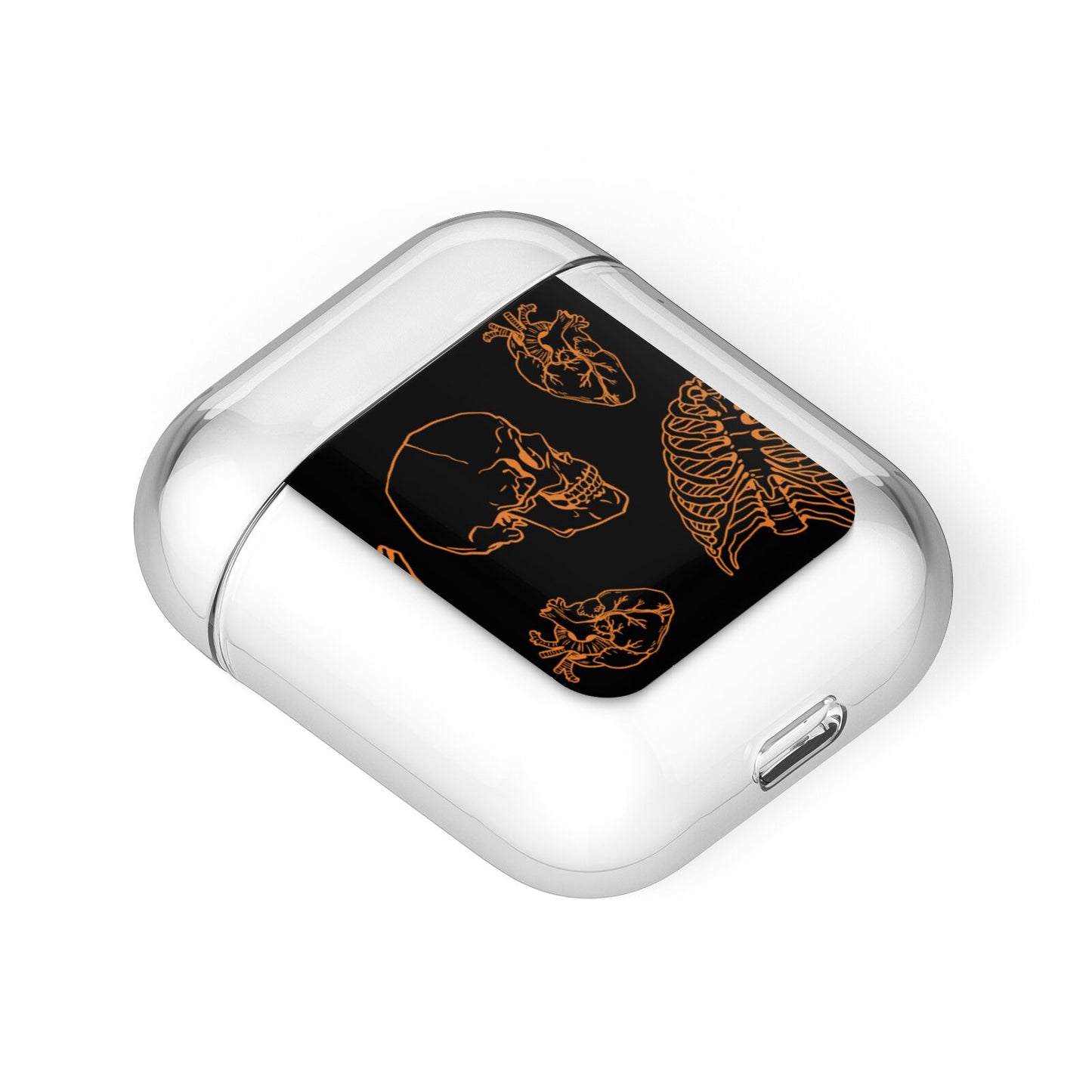 Orange Skeleton Illustrations AirPods Case Laid Flat
