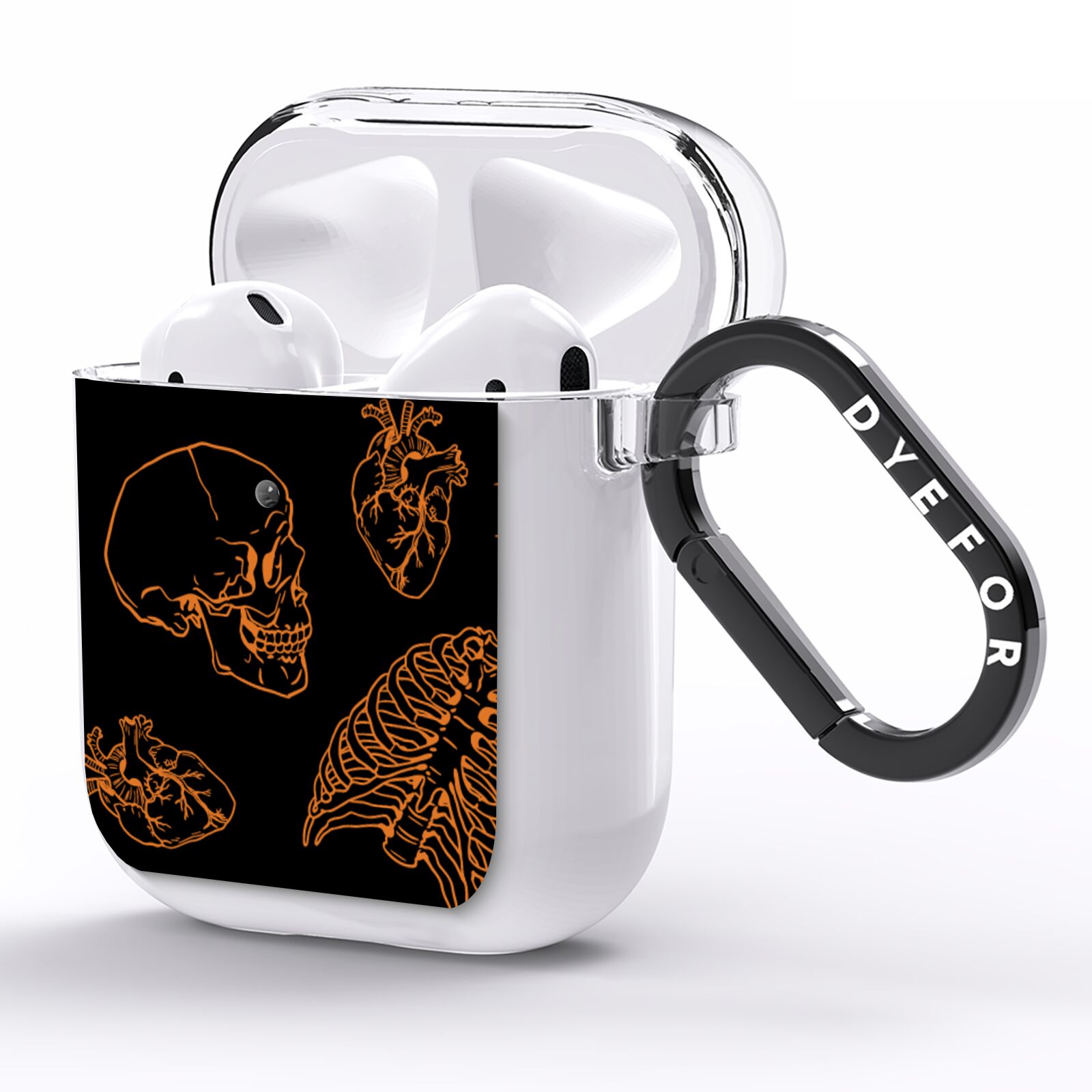 Orange Skeleton Illustrations AirPods Clear Case Side Image