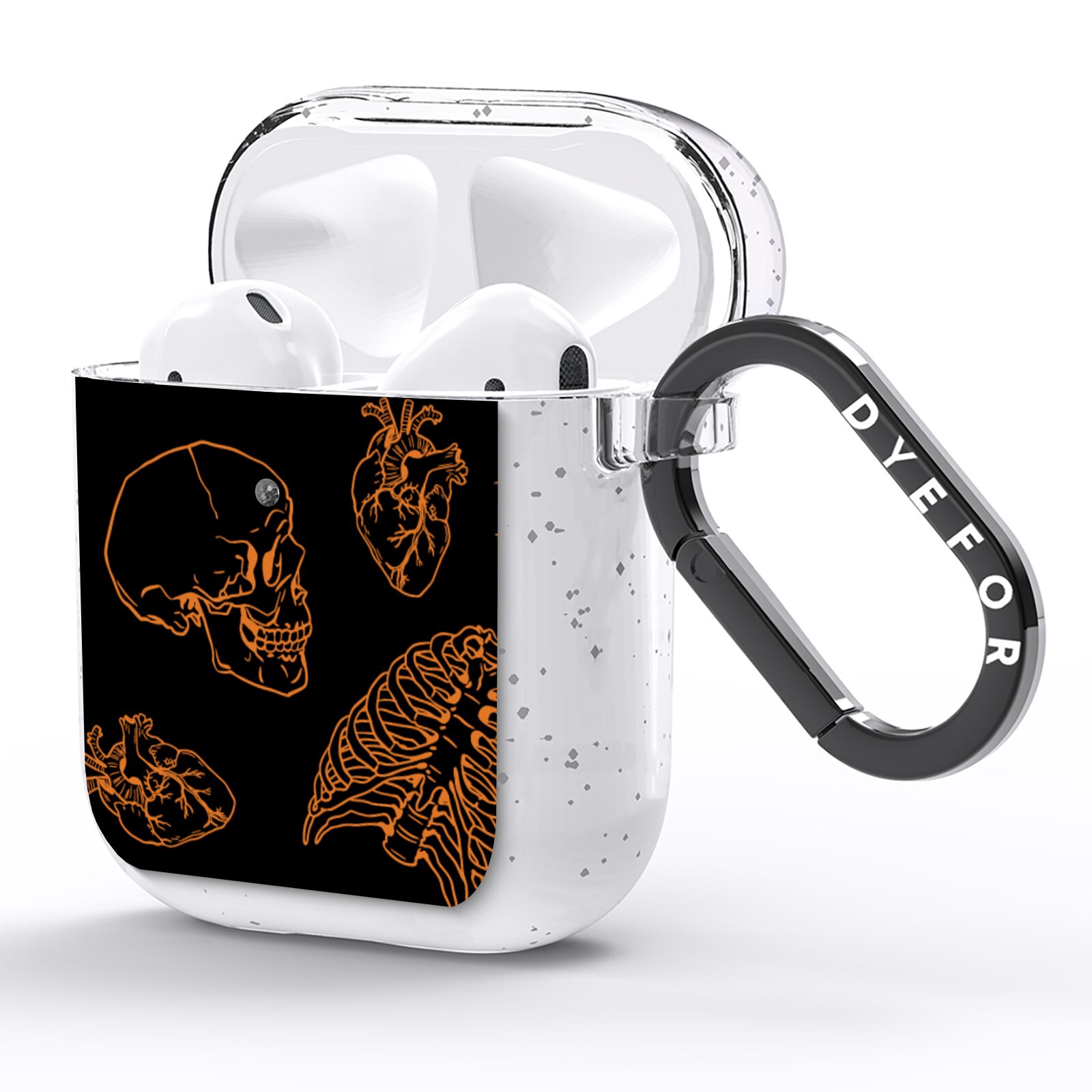 Orange Skeleton Illustrations AirPods Glitter Case Side Image