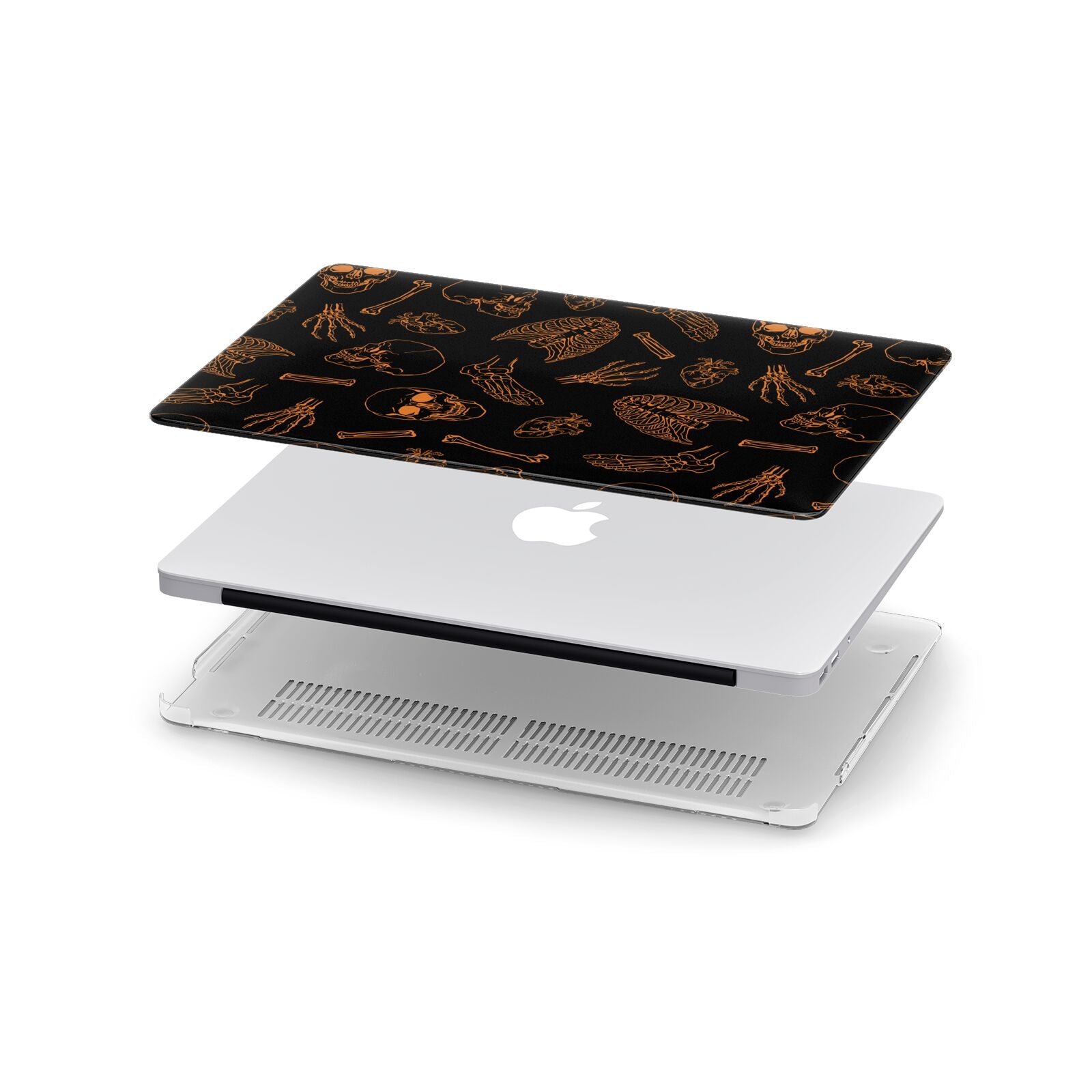 Orange Skeleton Illustrations Apple MacBook Case in Detail
