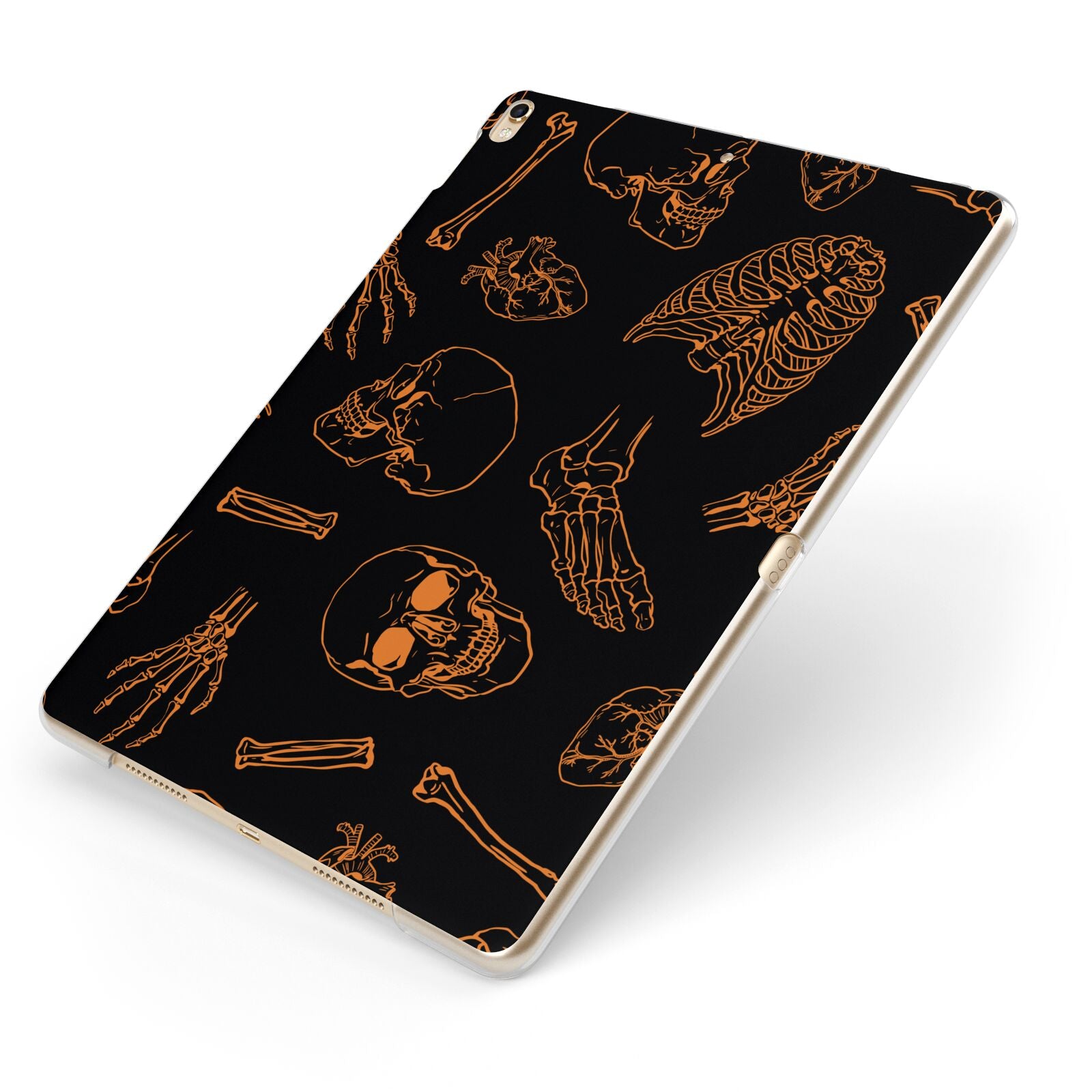 Orange Skeleton Illustrations Apple iPad Case on Gold iPad Side View