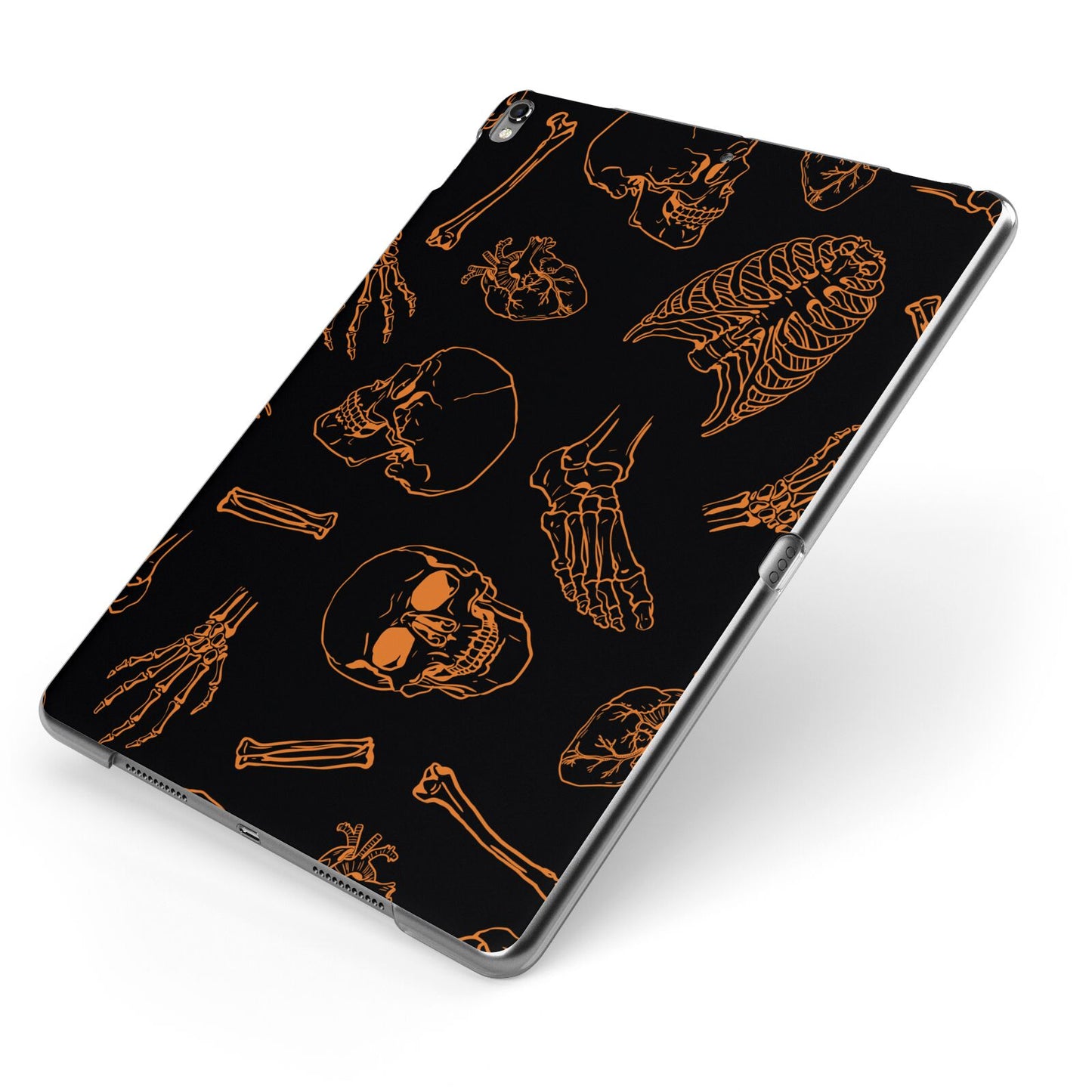 Orange Skeleton Illustrations Apple iPad Case on Grey iPad Side View