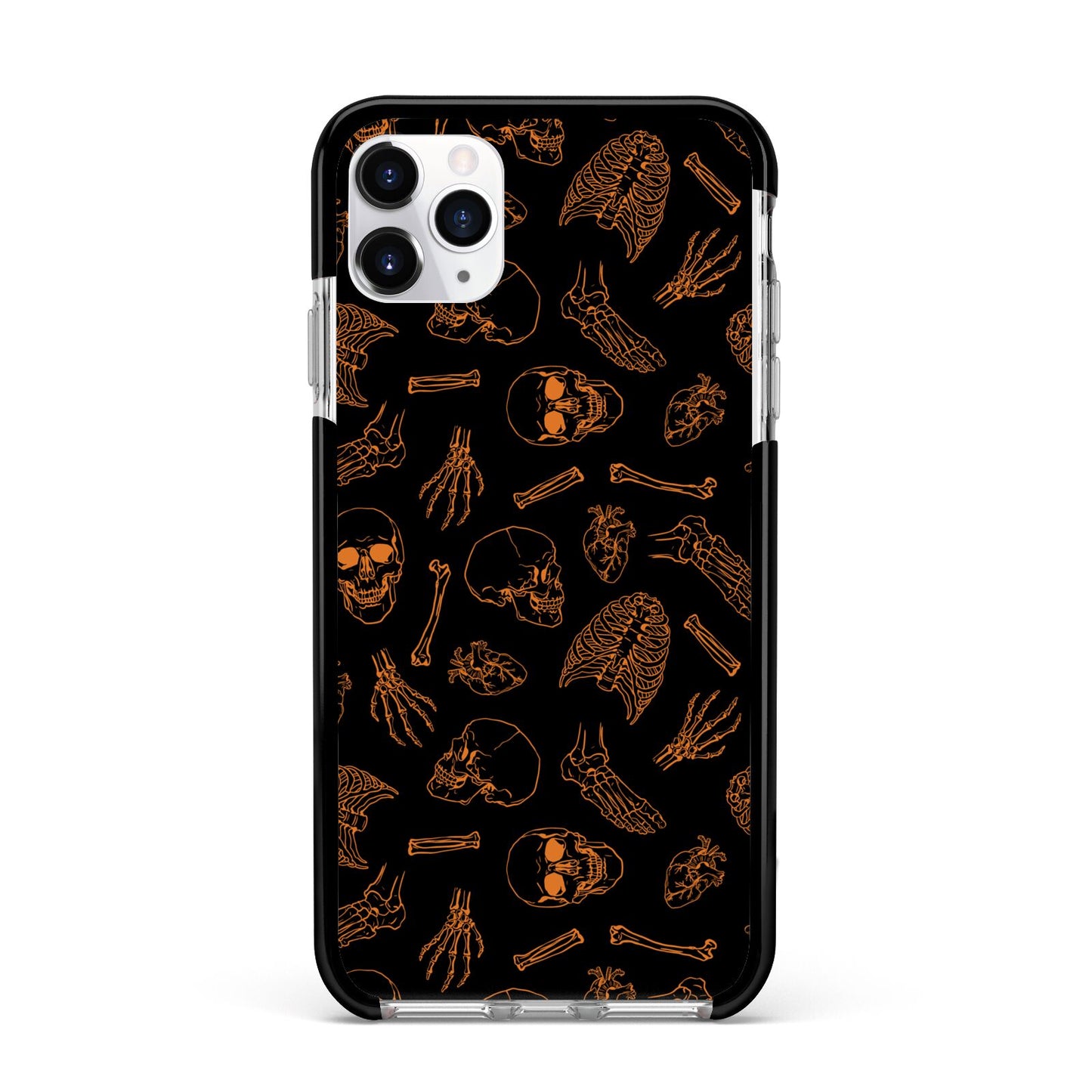Orange Skeleton Illustrations Apple iPhone 11 Pro Max in Silver with Black Impact Case