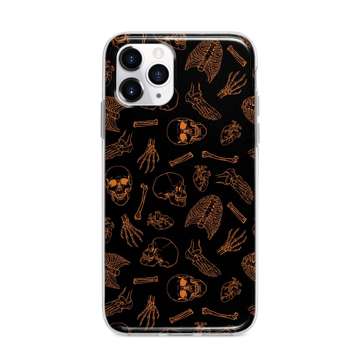 Orange Skeleton Illustrations Apple iPhone 11 Pro in Silver with Bumper Case
