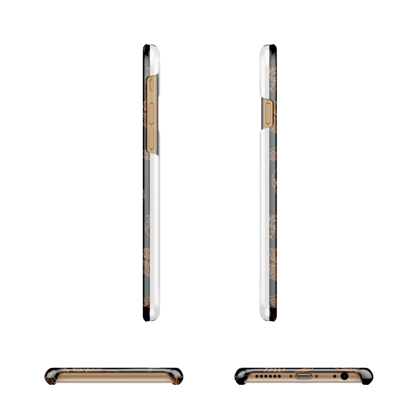 Orange Skeleton Illustrations Apple iPhone 6 3D Wrap Snap Case Angled Images