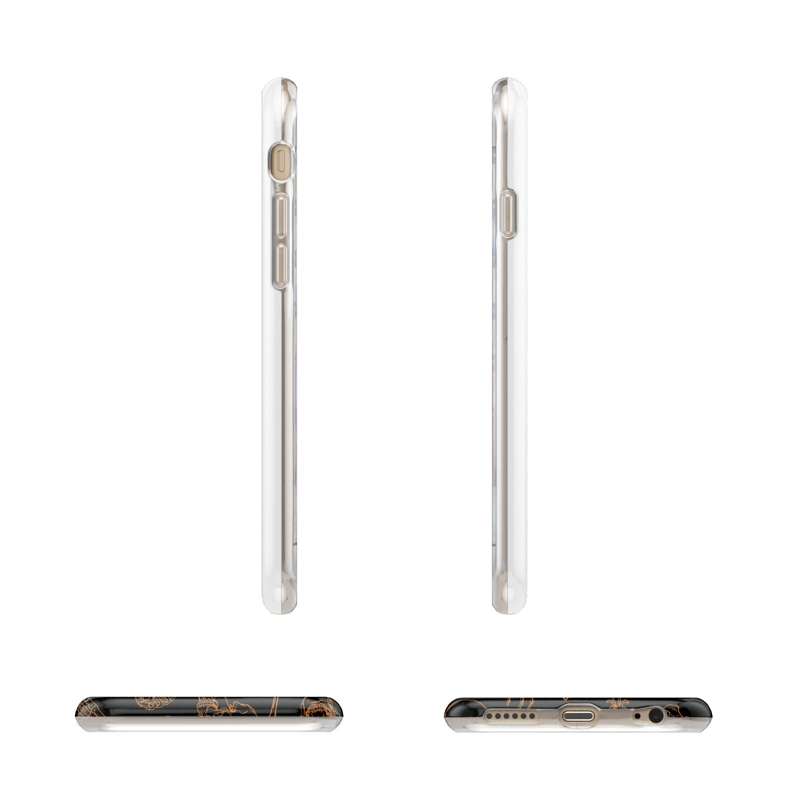 Orange Skeleton Illustrations Apple iPhone 6 3D Wrap Tough Case Alternative Image Angles