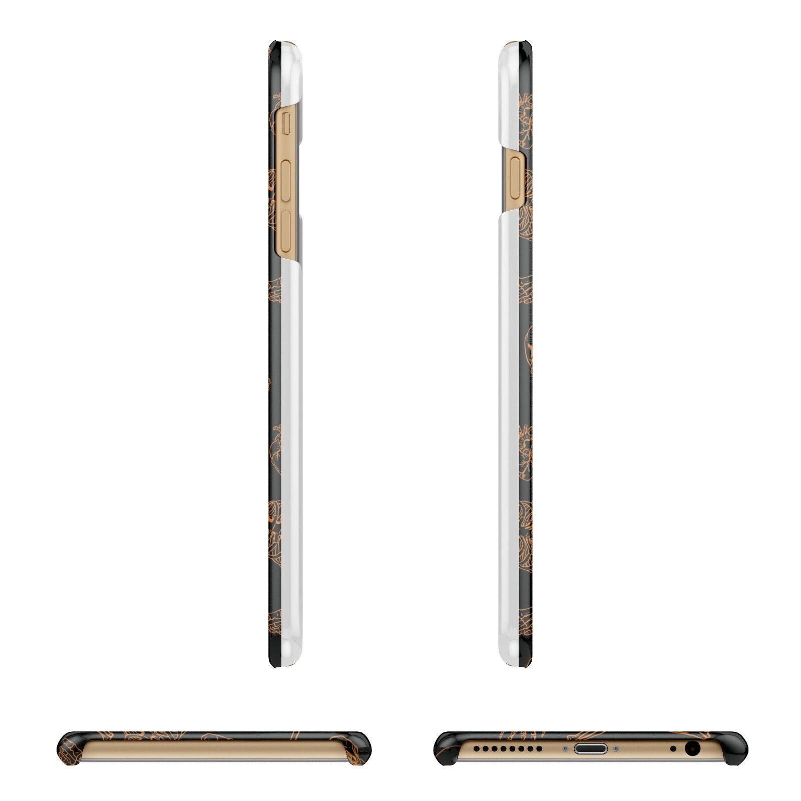 Orange Skeleton Illustrations Apple iPhone 6 Plus 3D Wrap Snap Case Angled Images