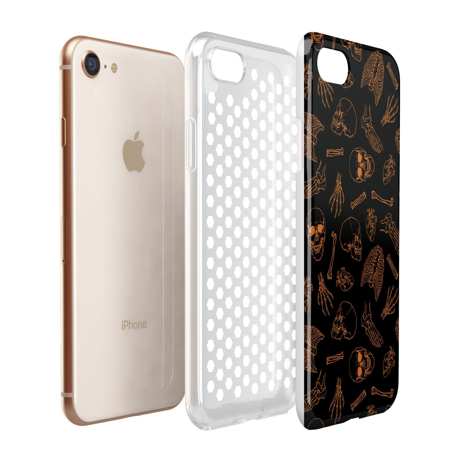 Orange Skeleton Illustrations Apple iPhone 7 8 3D Tough Case Expanded View