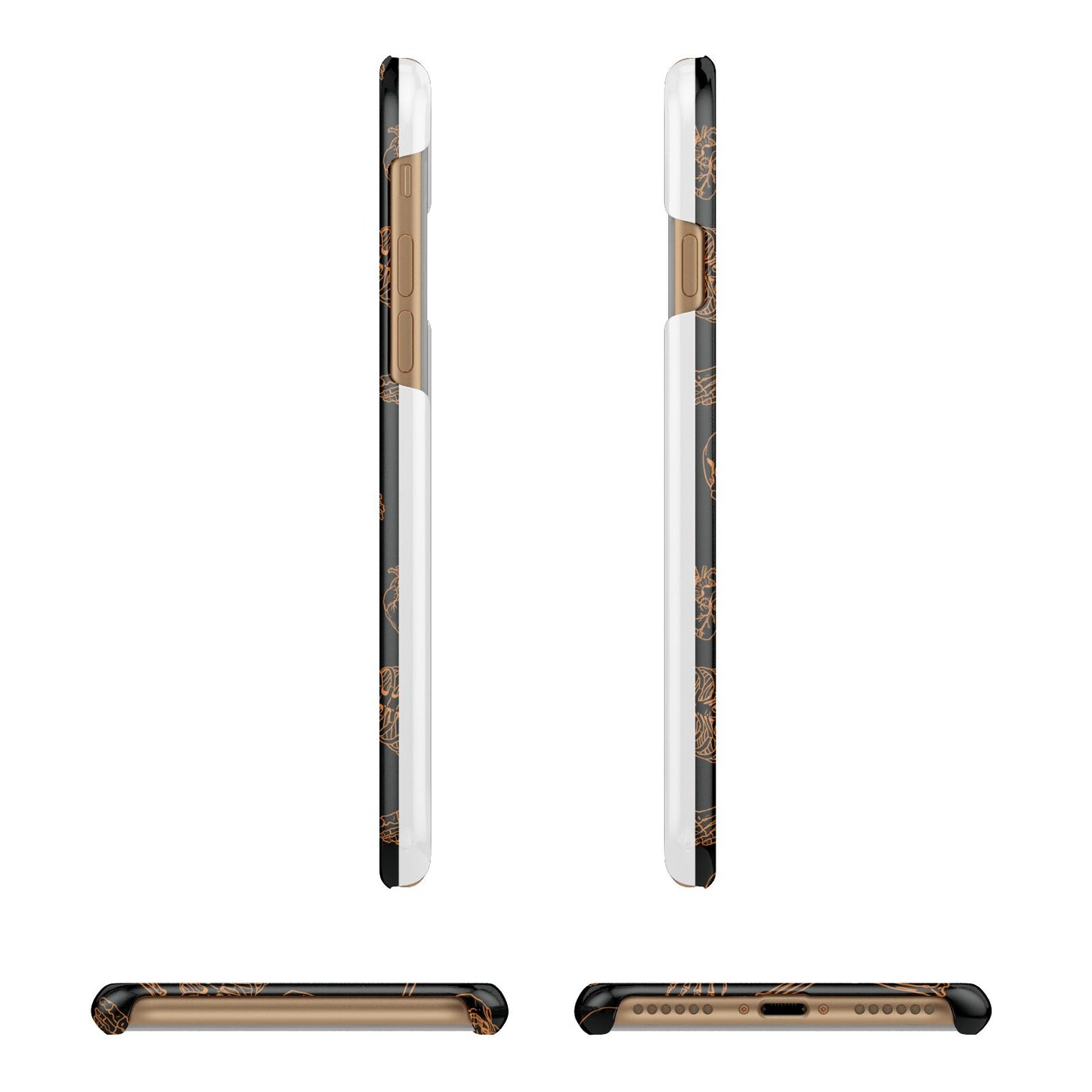 Orange Skeleton Illustrations Apple iPhone 7 8 3D Wrap Snap Case Angled Images