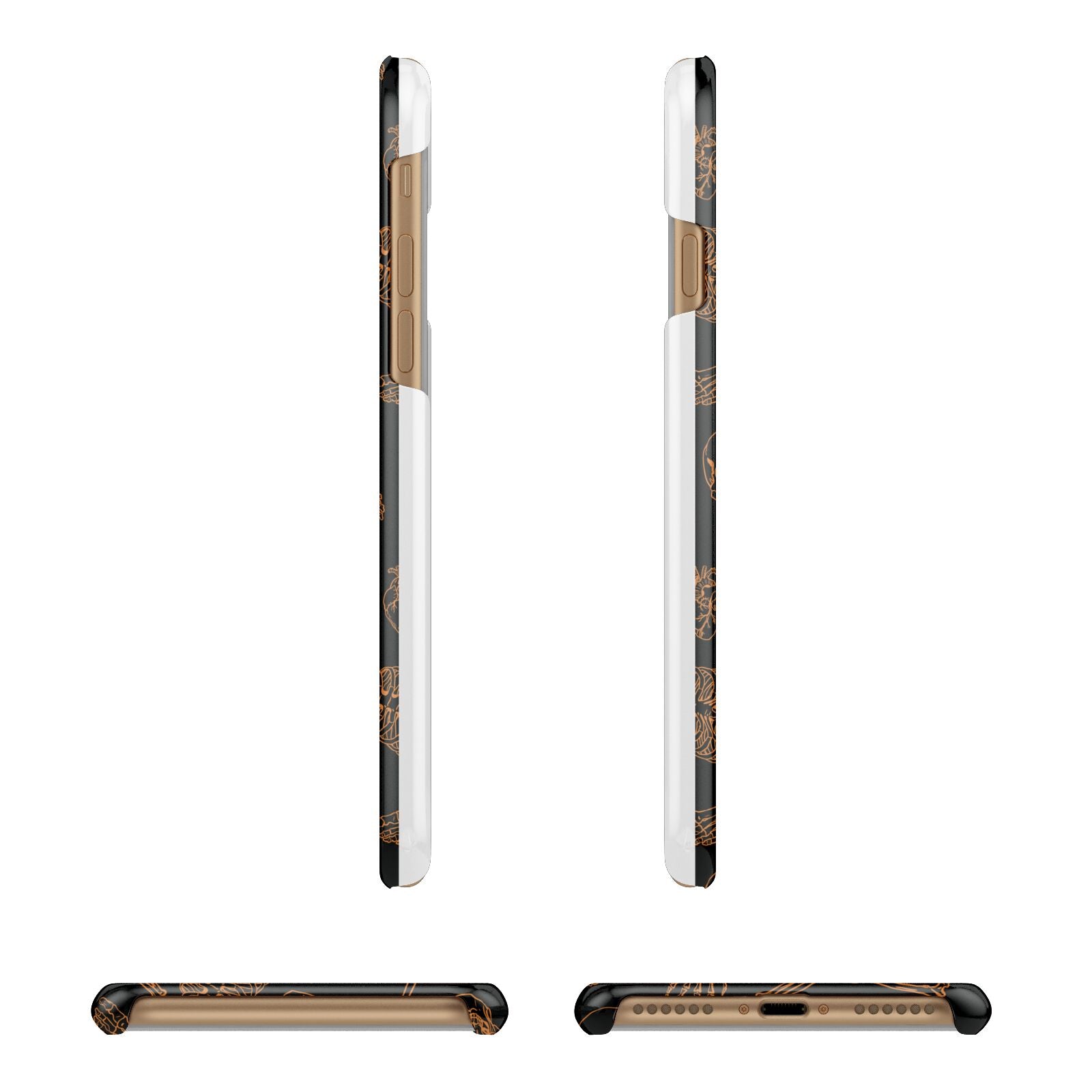 Orange Skeleton Illustrations Apple iPhone 7 8 3D Wrap Snap Case Angled Images