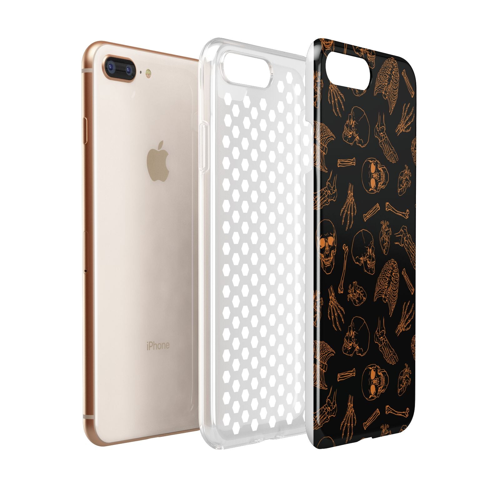 Orange Skeleton Illustrations Apple iPhone 7 8 Plus 3D Tough Case Expanded View