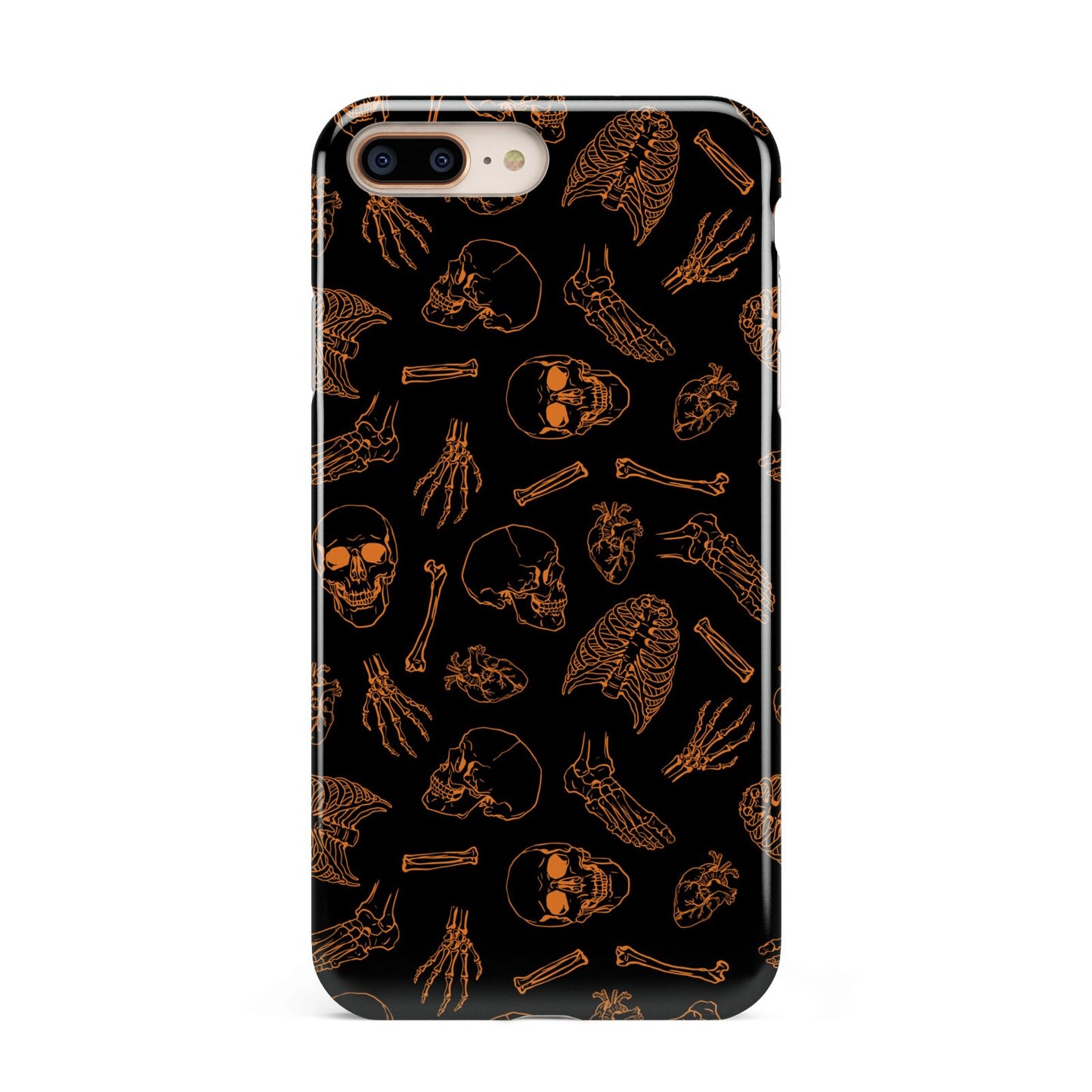 Orange Skeleton Illustrations Apple iPhone 7 8 Plus 3D Tough Case