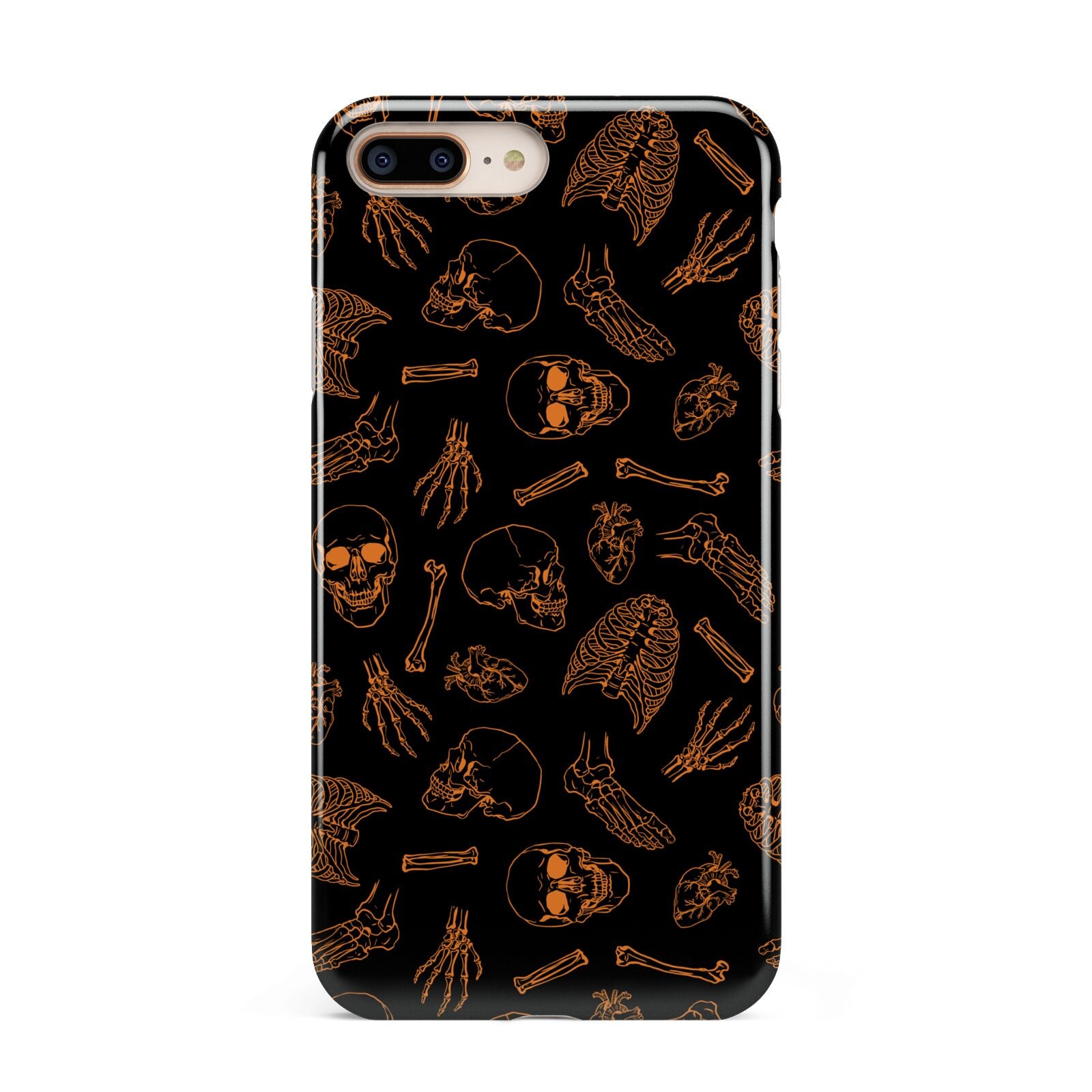 Orange Skeleton Illustrations Apple iPhone 7 8 Plus 3D Tough Case
