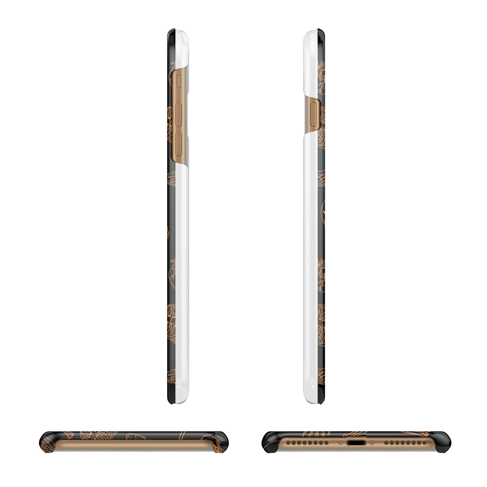 Orange Skeleton Illustrations Apple iPhone 7 Plus 3D Wrap Snap Case Angled Images