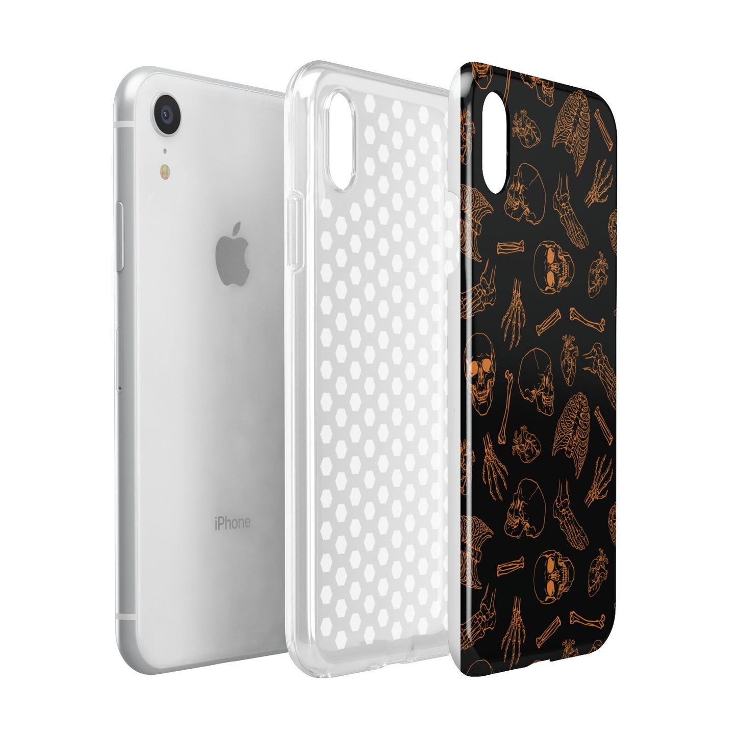 Orange Skeleton Illustrations Apple iPhone XR White 3D Tough Case Expanded view