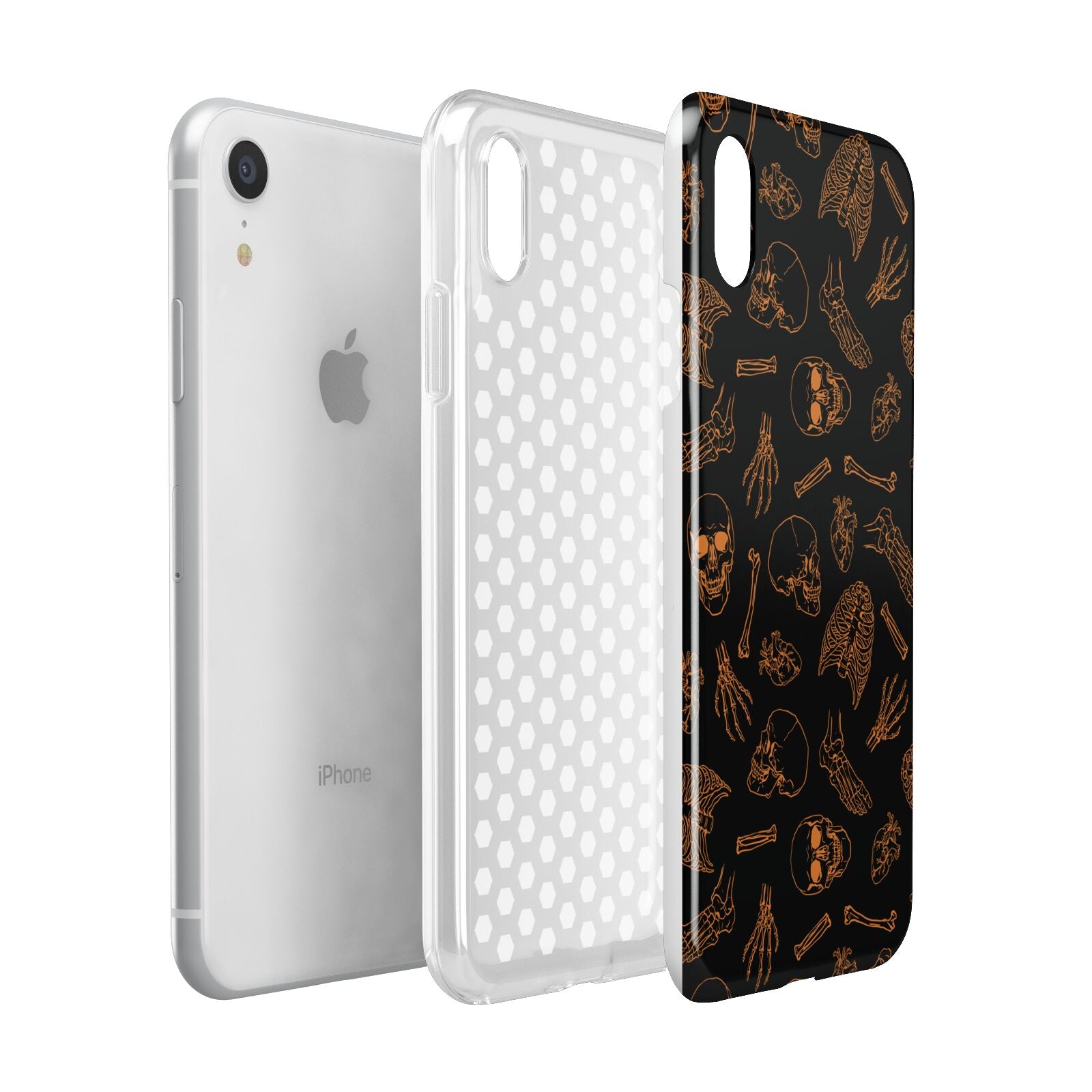 Orange Skeleton Illustrations Apple iPhone XR White 3D Tough Case Expanded view